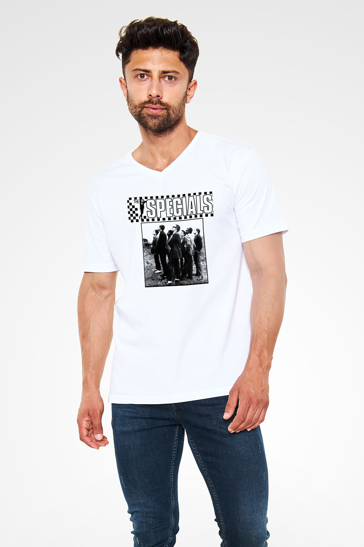 The Specials Beyaz Unisex V Yaka Tişört T-Shirt