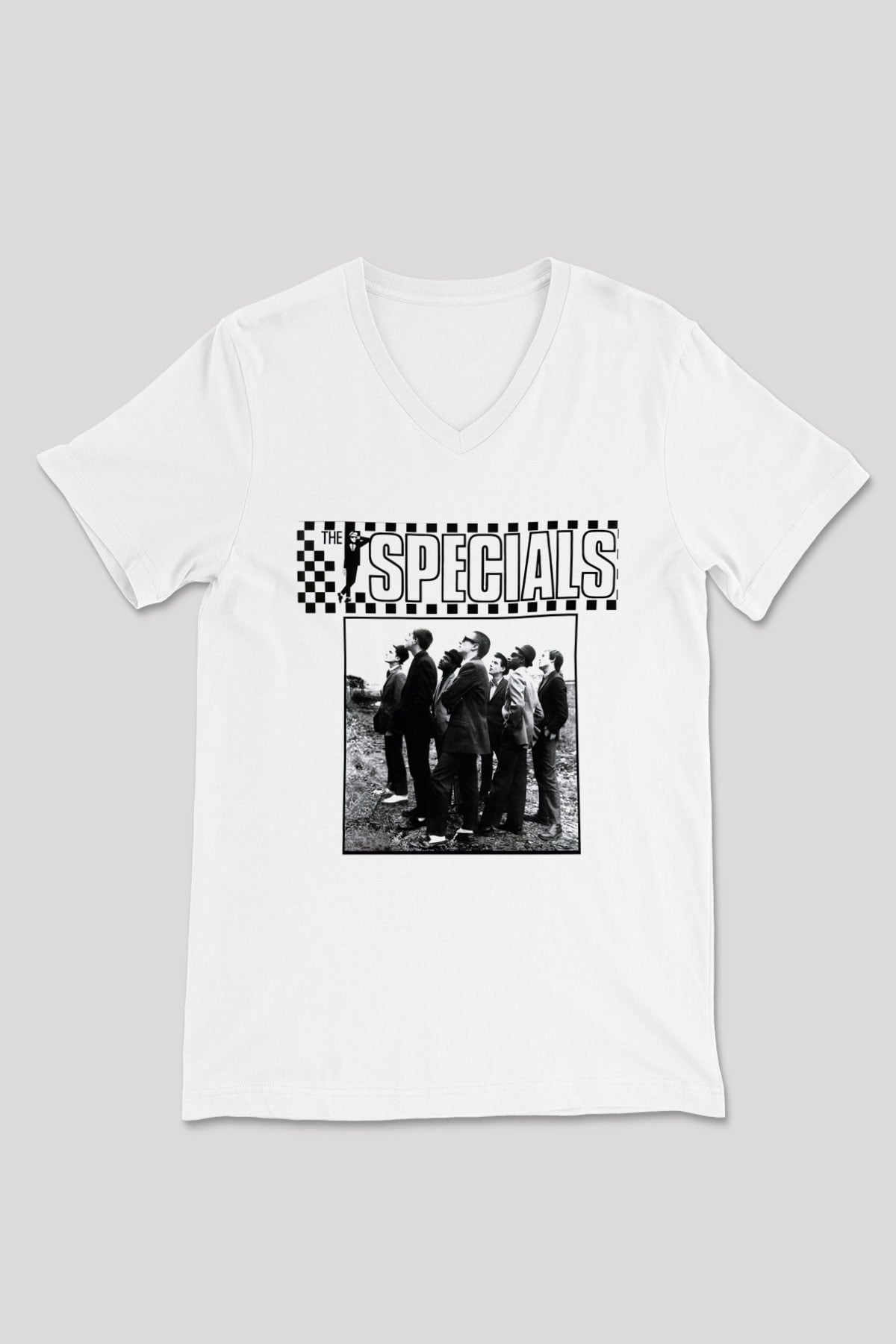 The Specials Beyaz Unisex V Yaka Tişört T-Shirt