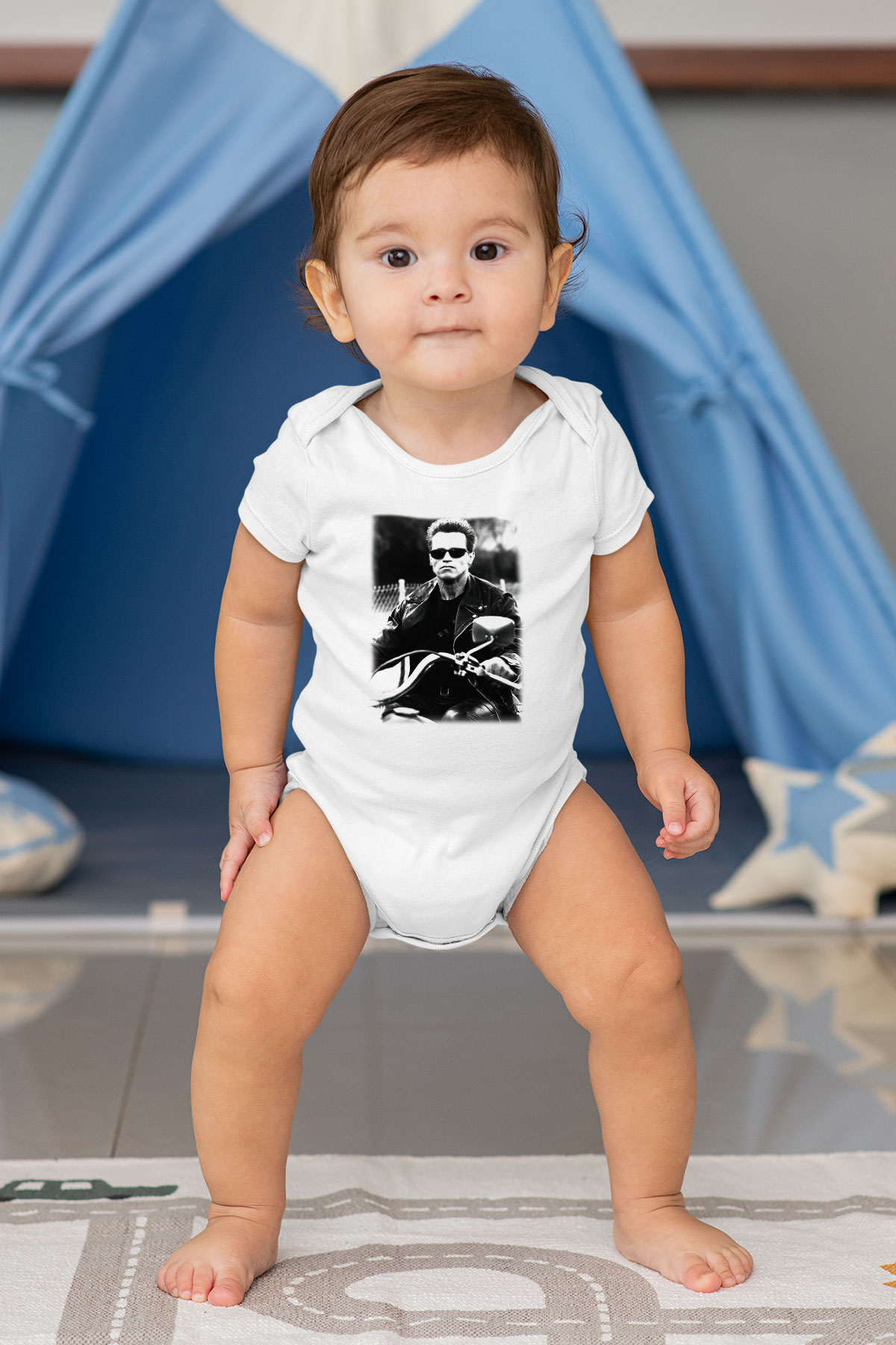 The Terminator Baskılı Beyaz Unisex Bebek Body - Zıbın