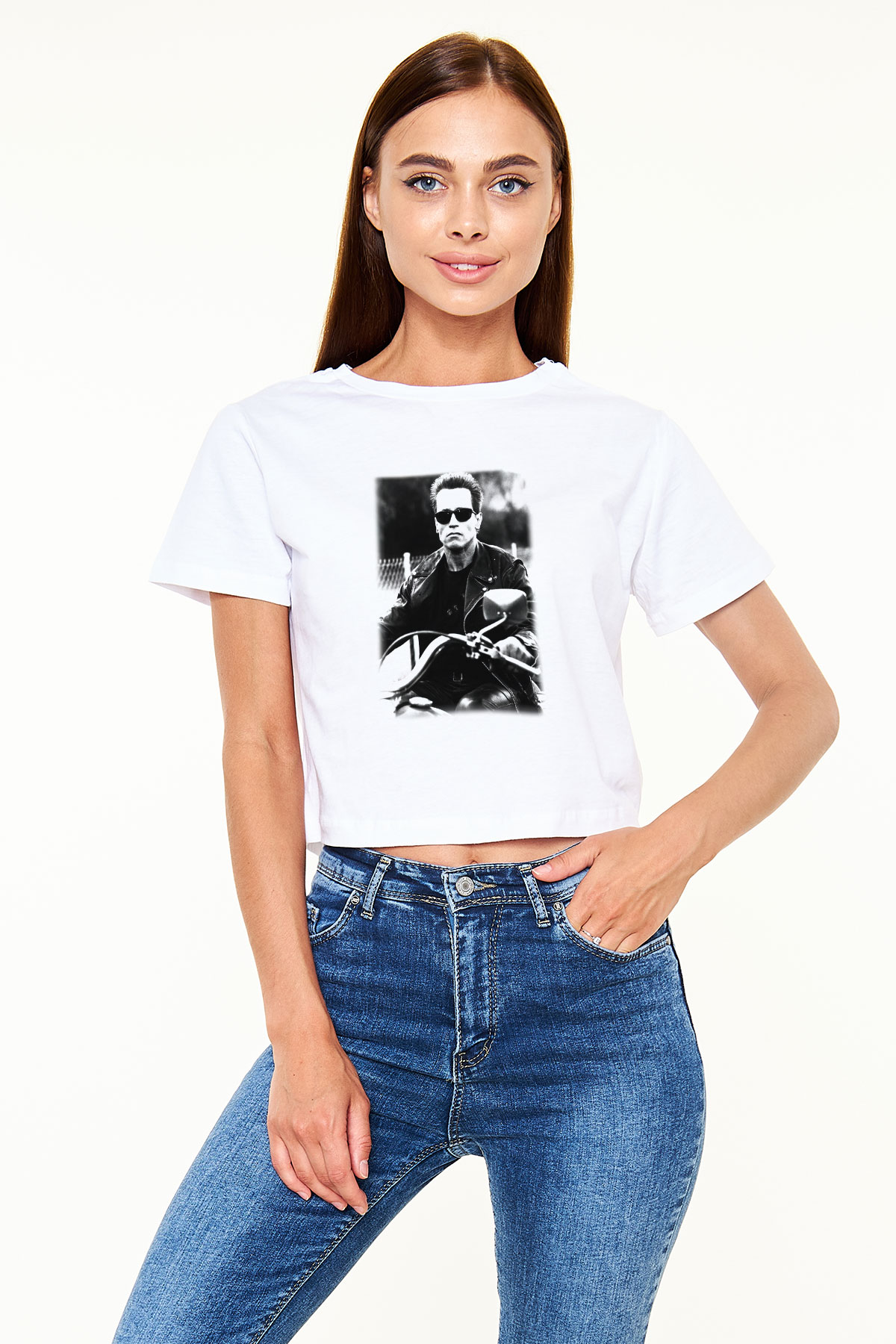 The Terminator Beyaz Croptop Tişört