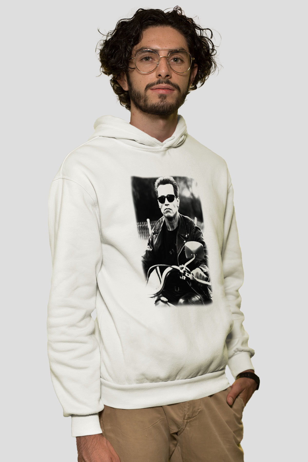 The Terminator Beyaz Unisex Hoodie
