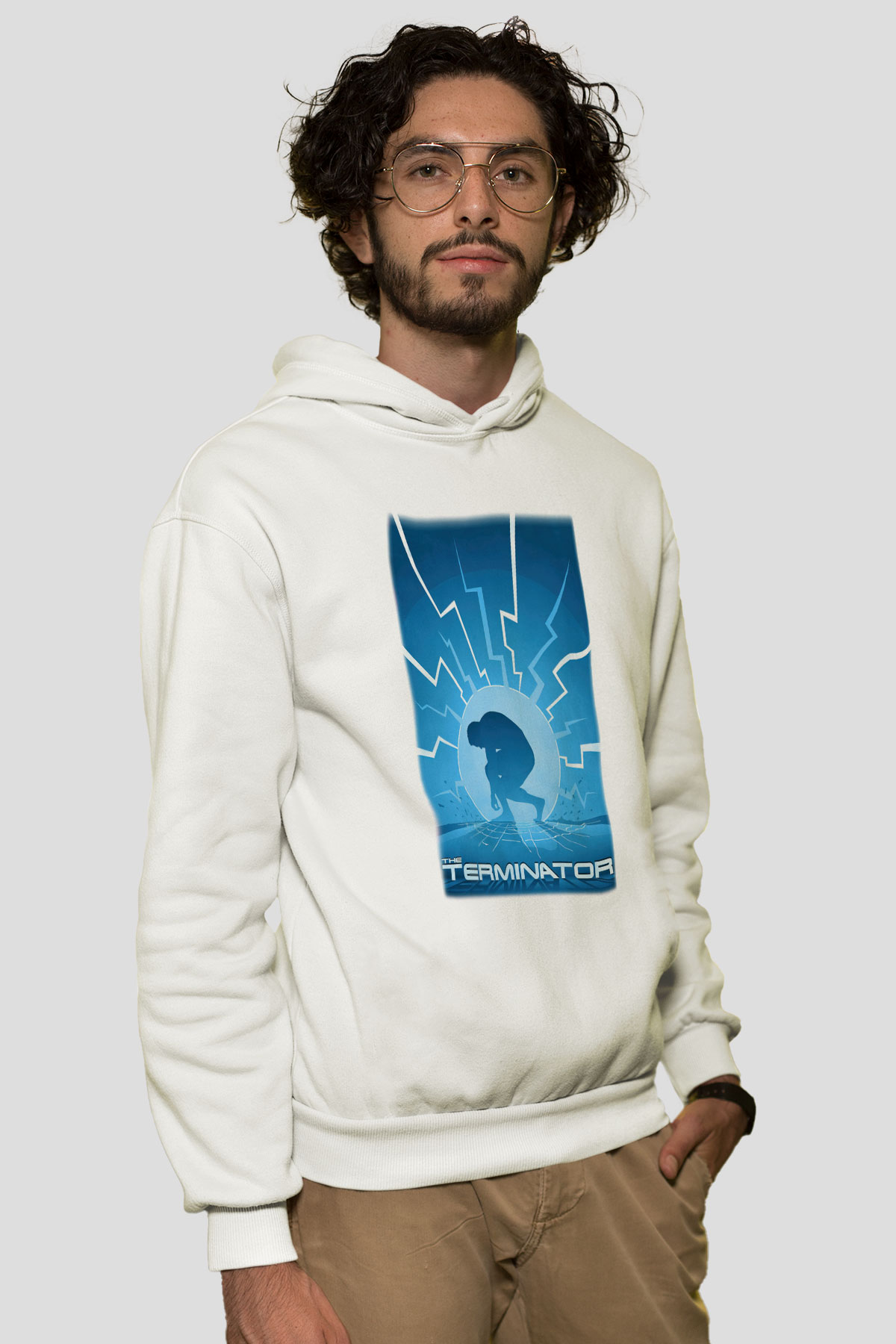 The Terminator Beyaz Unisex Hoodie