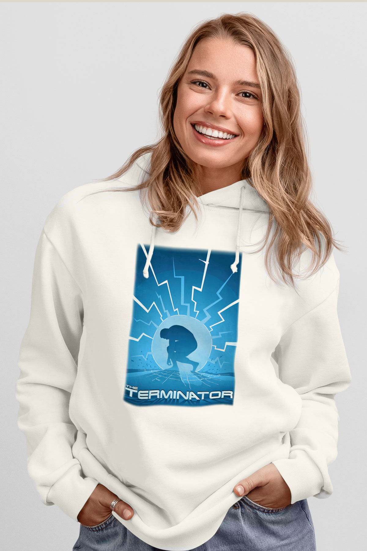 The Terminator Beyaz Unisex Hoodie