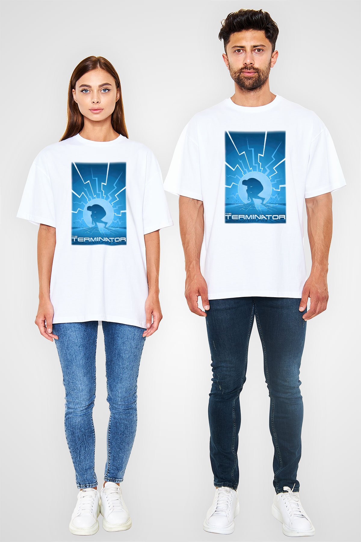 The Terminator Beyaz Unisex Oversize Tişört T-Shirt