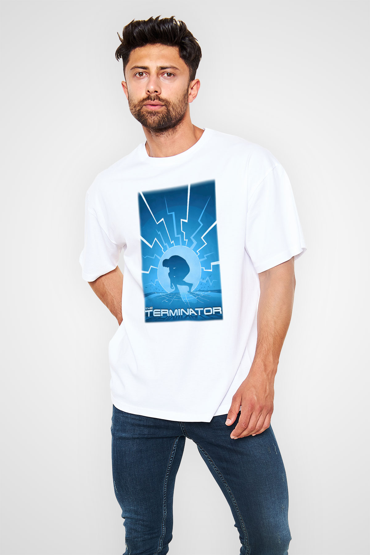 The Terminator Beyaz Unisex Oversize Tişört T-Shirt