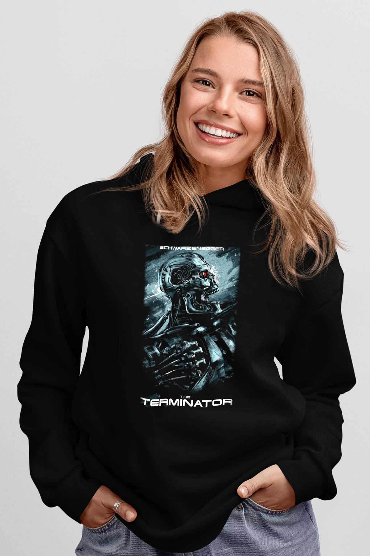 The Terminator Siyah Unisex Kapşonlu Sweatshirt