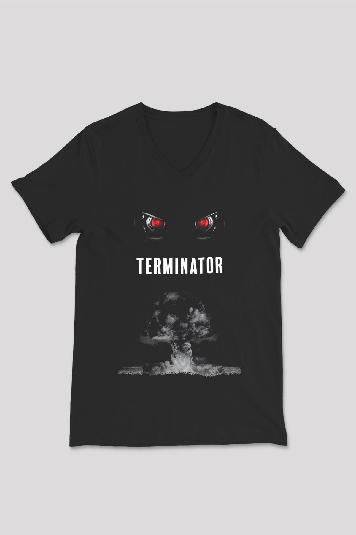 The Terminator Siyah Unisex V Yaka Tişört