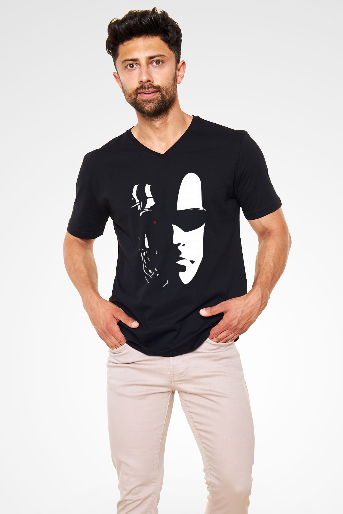 The Terminator Siyah Unisex V Yaka Tişört T-Shirt