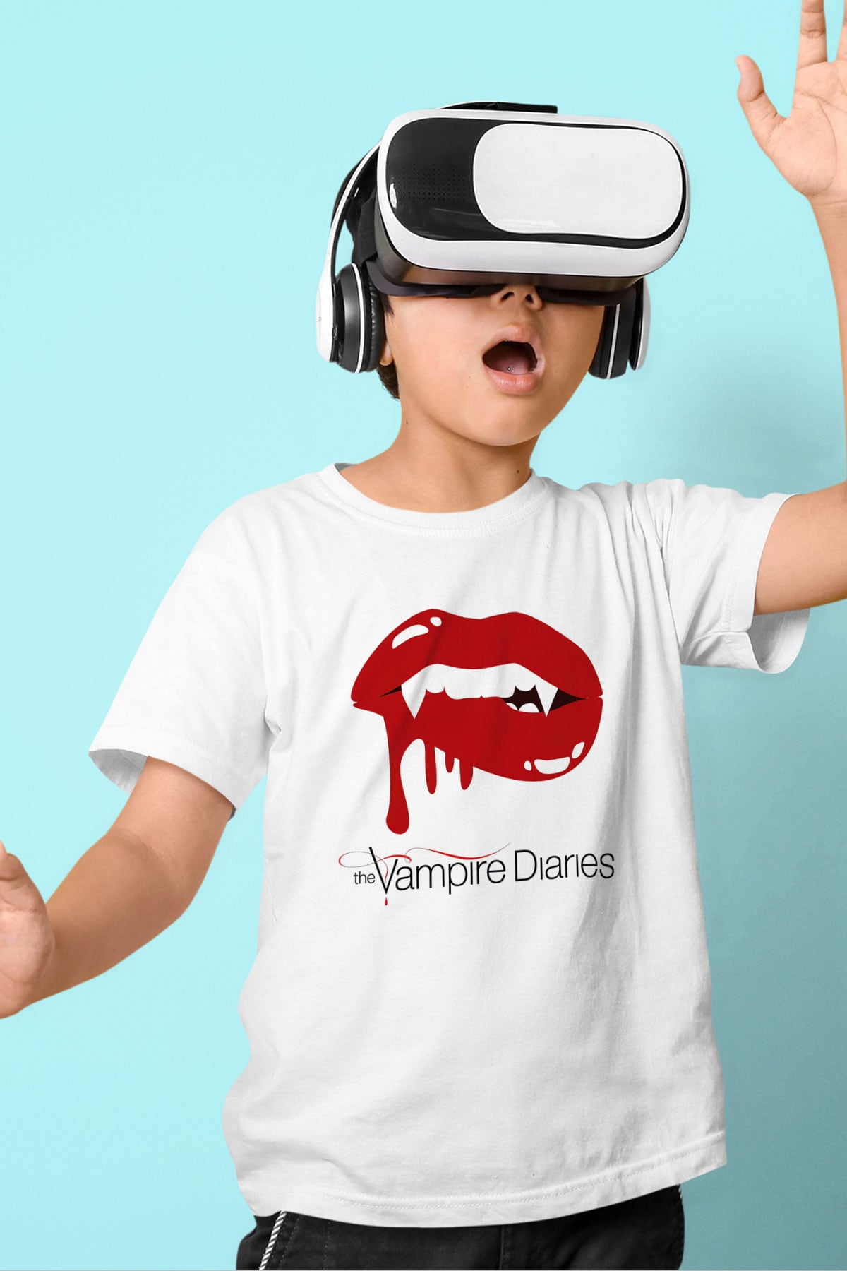 The Vampire Diaries Baskılı Beyaz Unisex Çocuk Tişört
