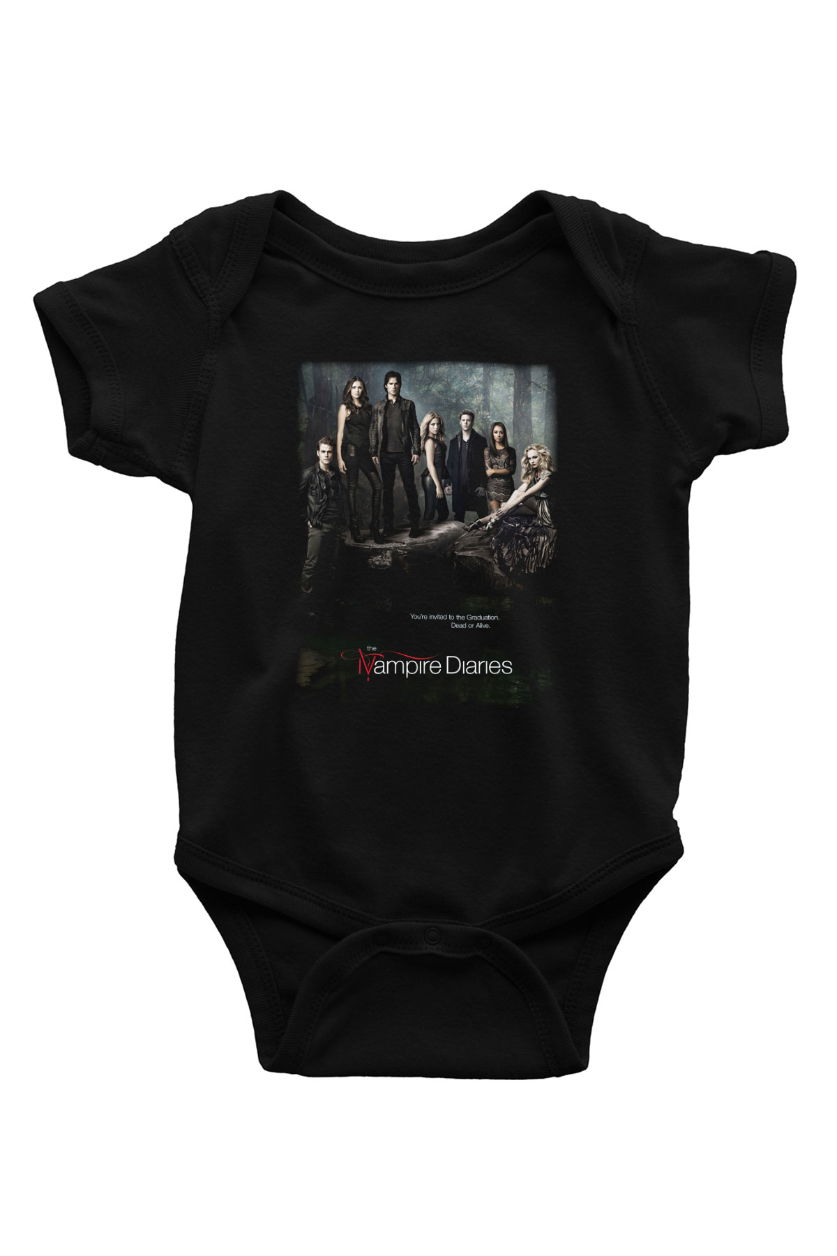 The Vampire Diaries Baskılı Siyah Bebek Body - Zıbın