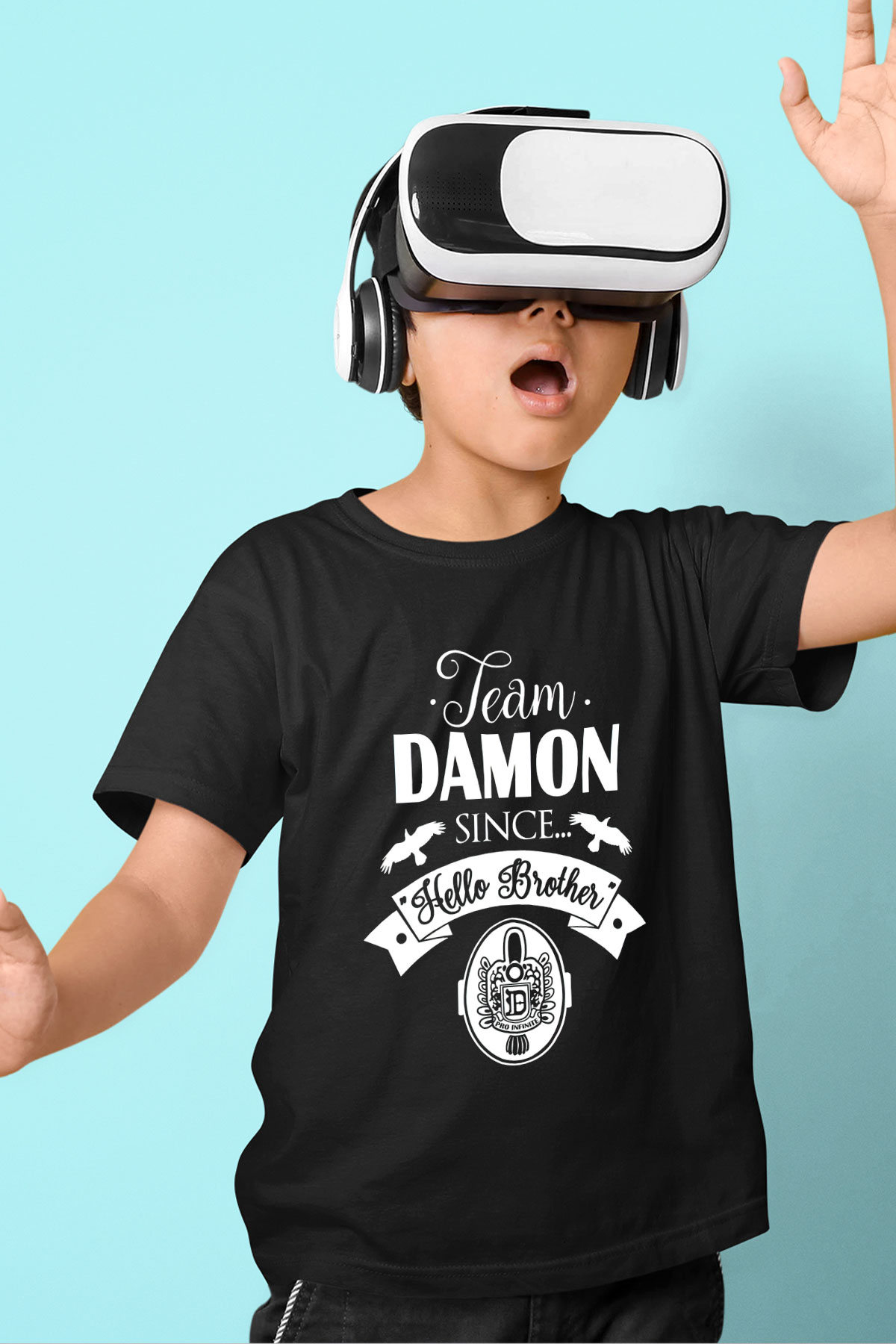 The Vampire Diaries Baskılı Siyah Unisex Çocuk Tişört