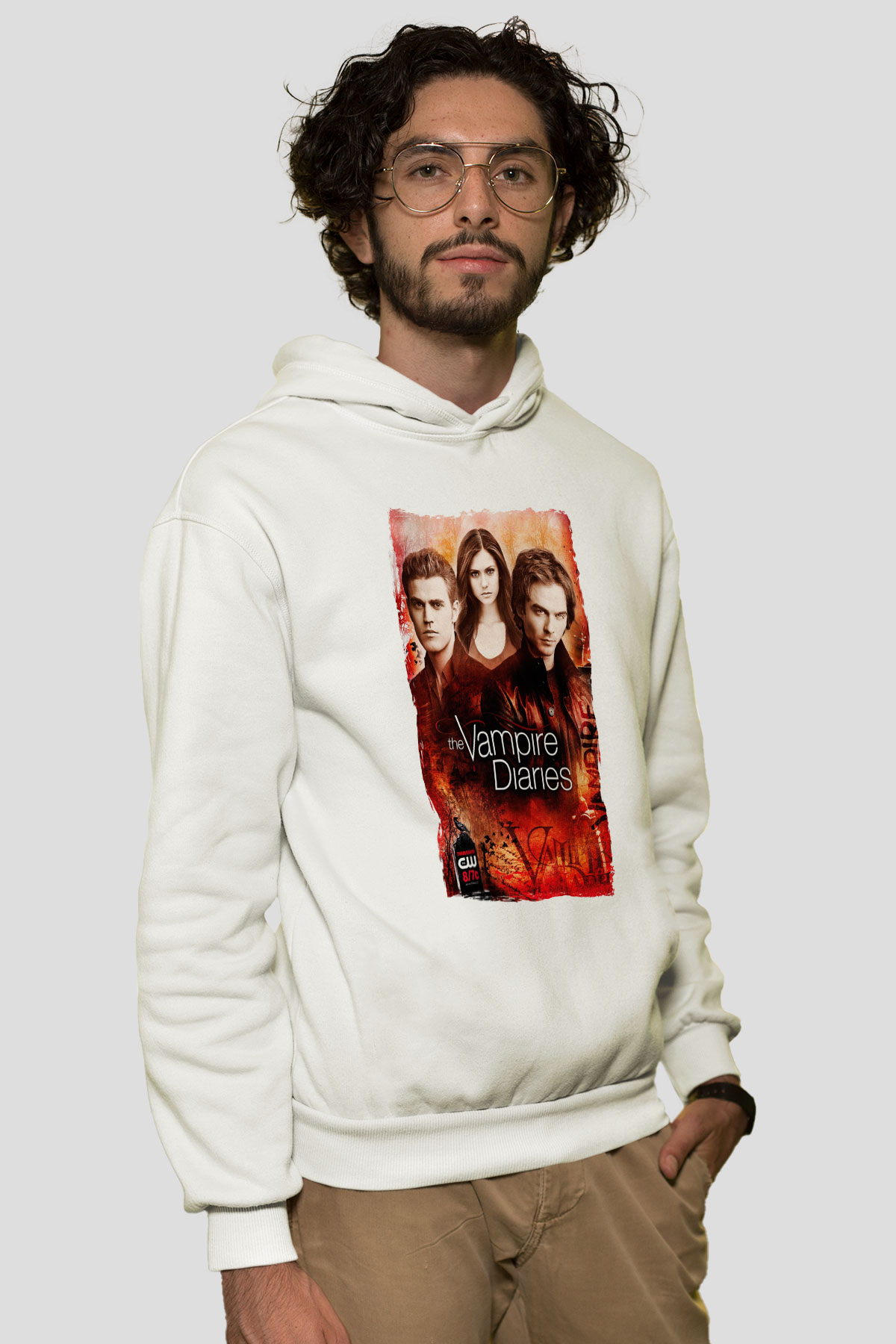 The Vampire Diaries Beyaz Unisex Hoodie