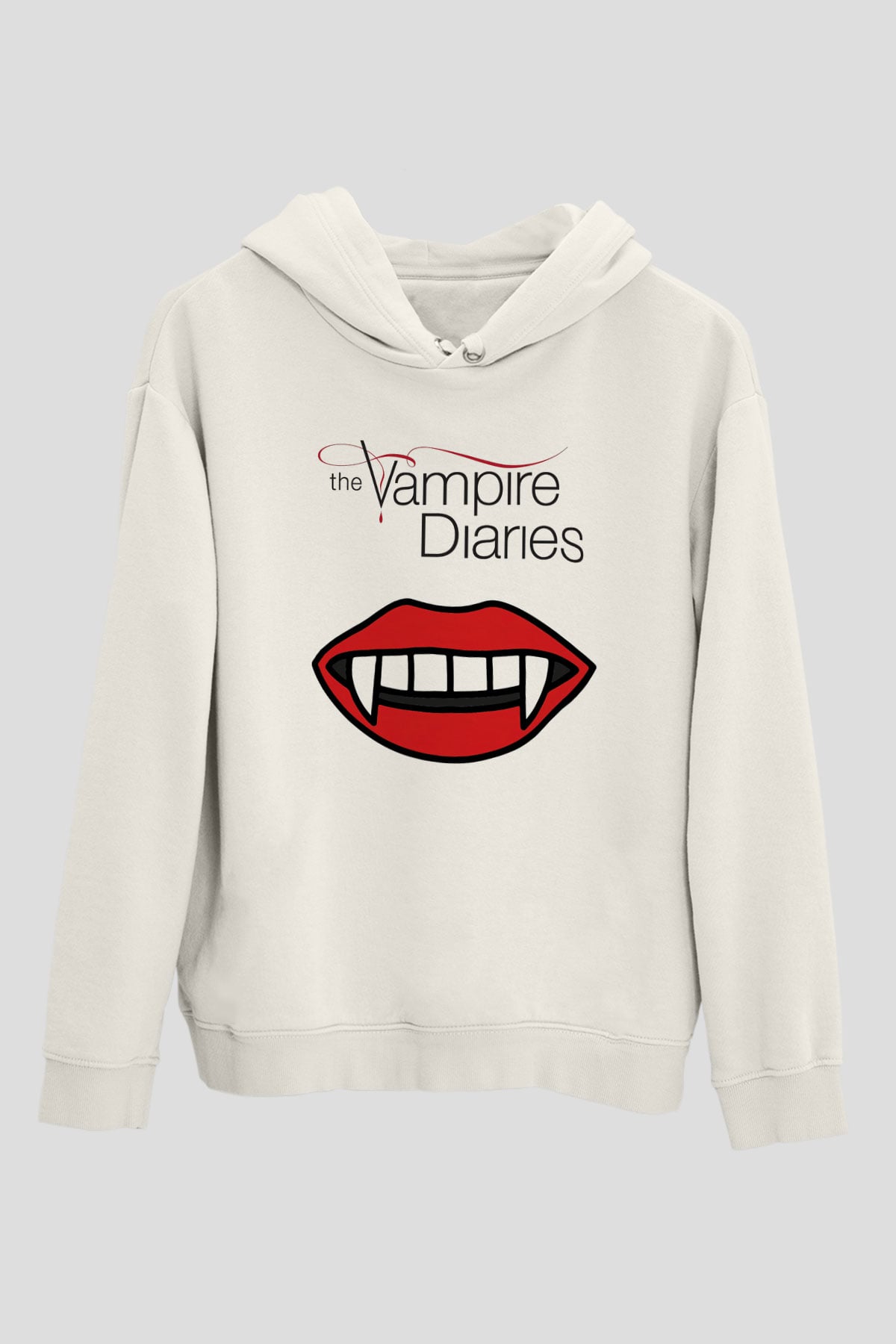 The Vampire Diaries Beyaz Unisex Kapşonlu Sweatshirt