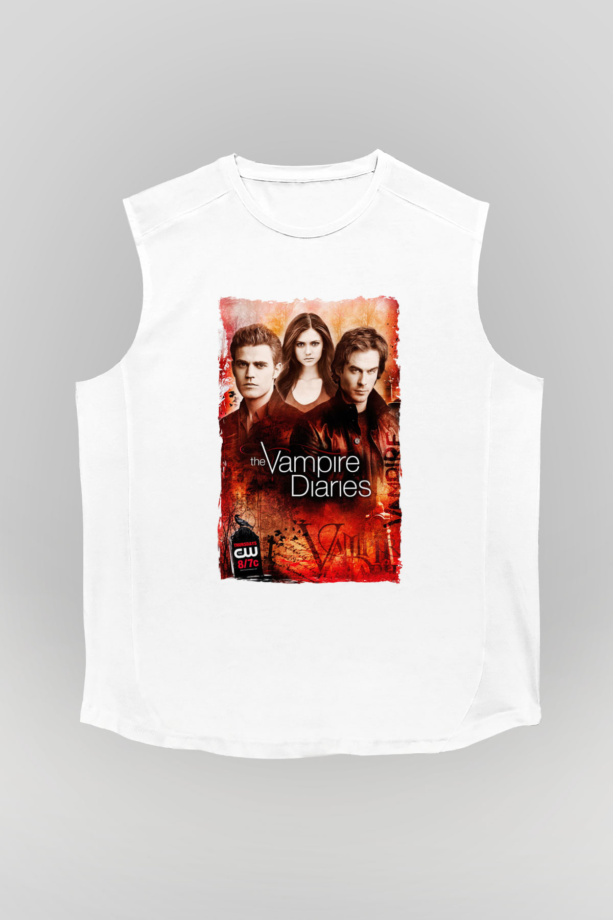 The Vampire Diaries Beyaz Unisex Kolsuz Tişört