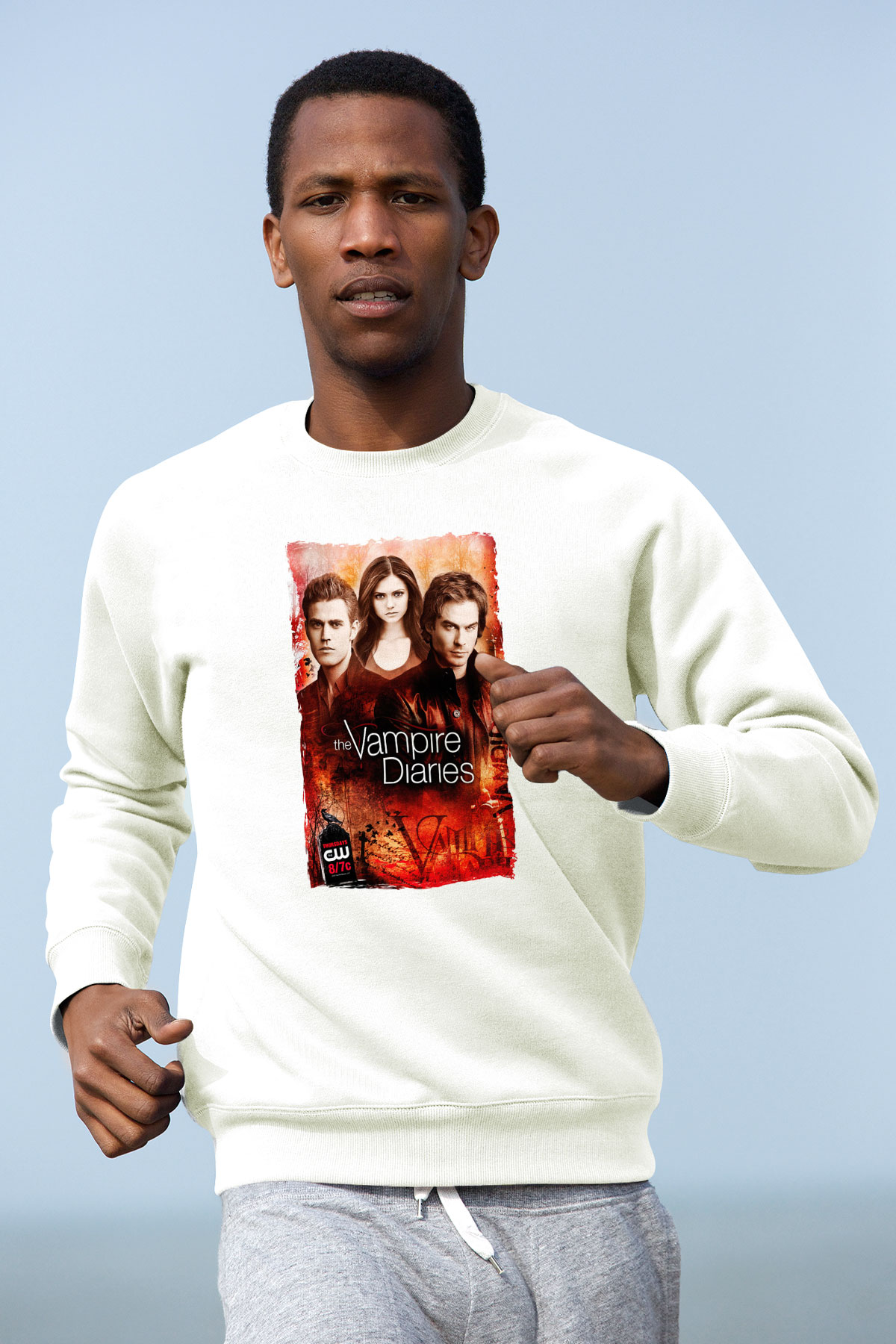 The Vampire Diaries Beyaz Unisex Sweatshirt