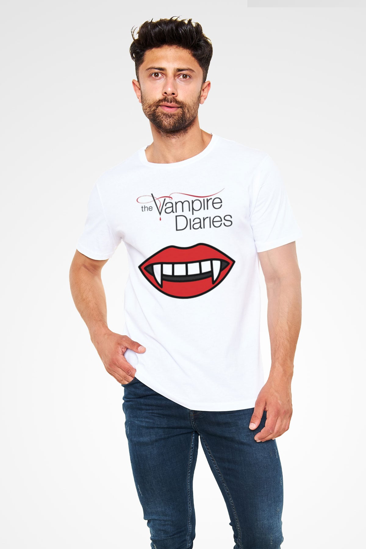 The Vampire Diaries Beyaz Unisex Tişört T-Shirt