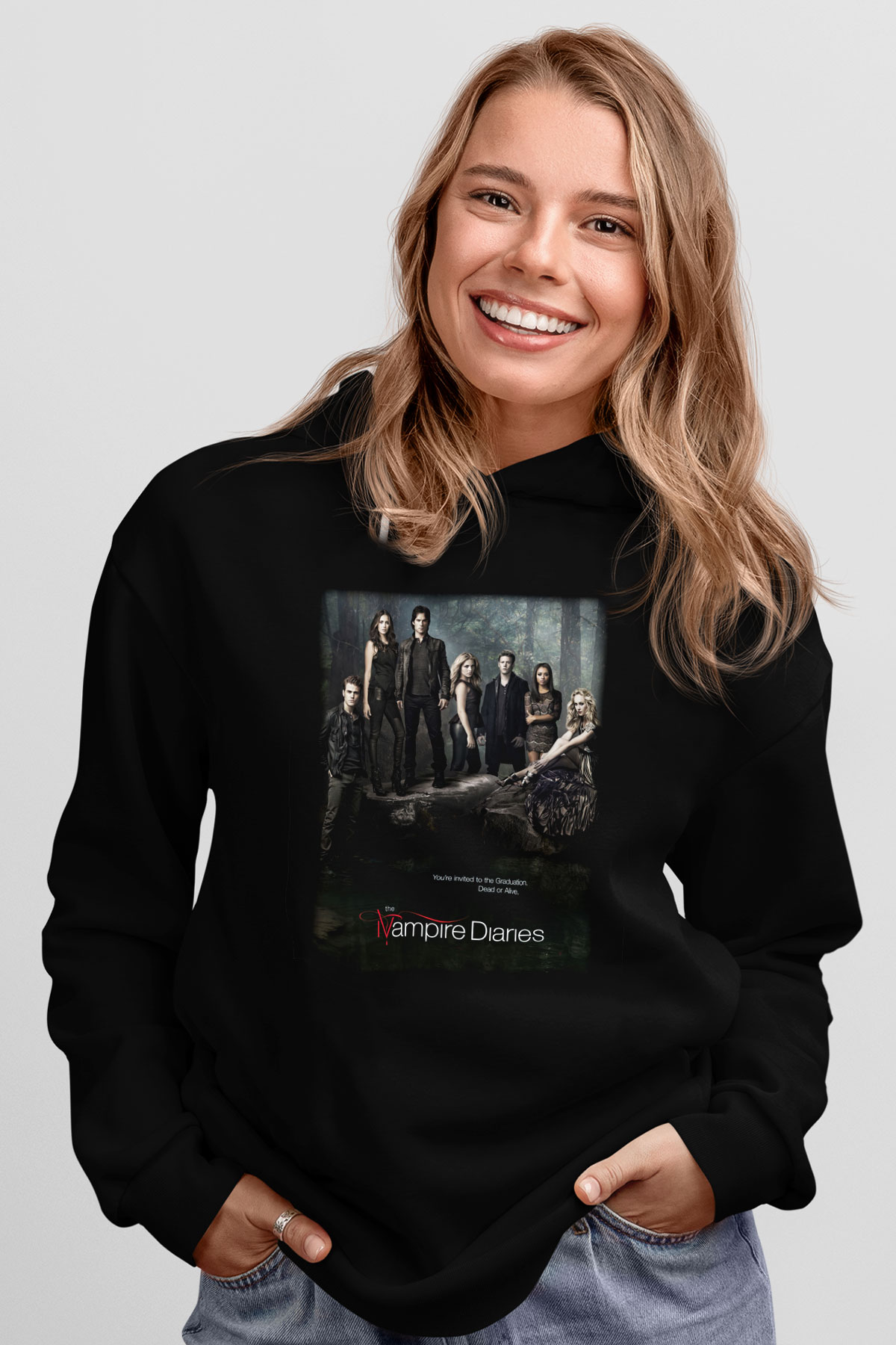 The Vampire Diaries Siyah Unisex Hoodie