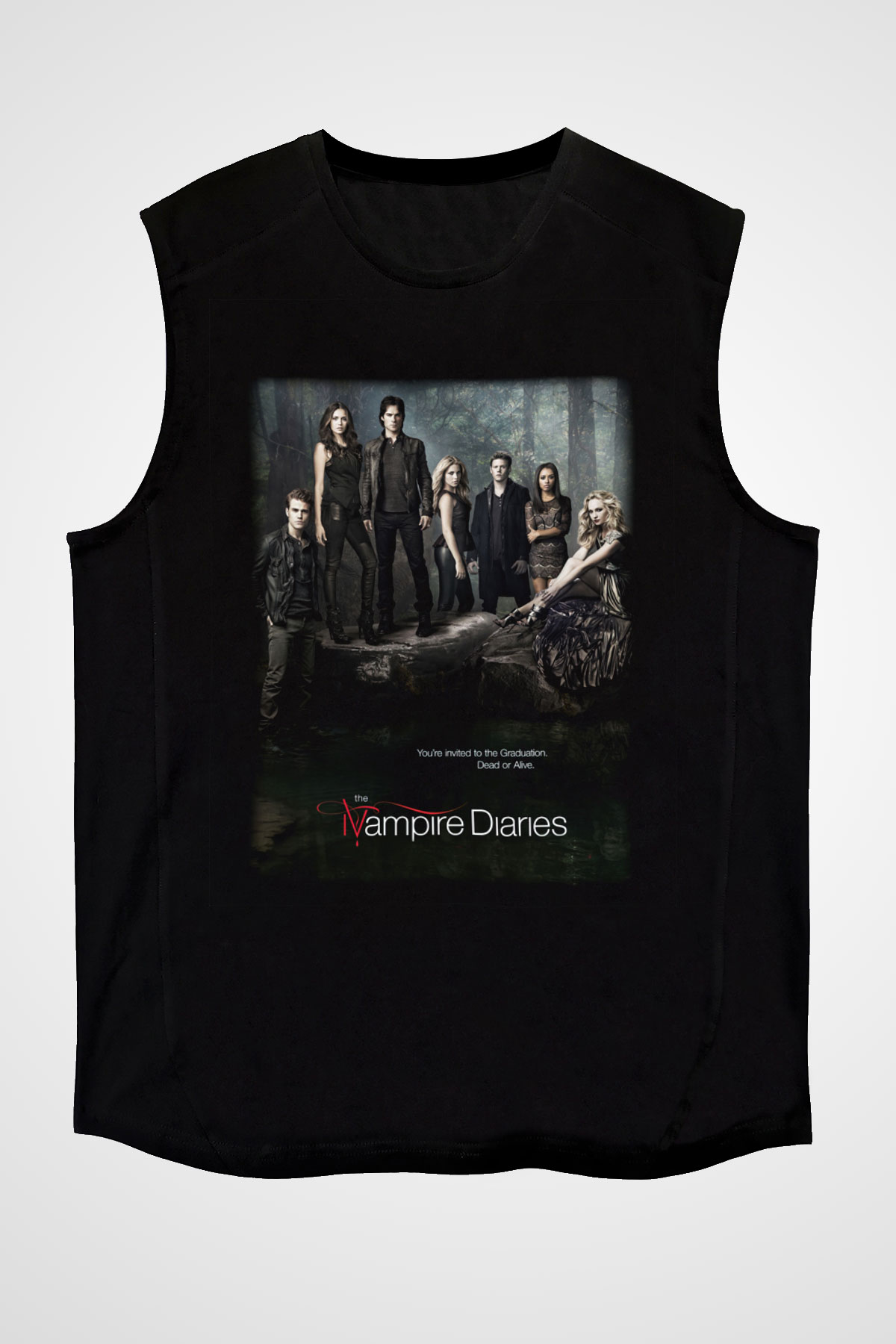 The Vampire Diaries Siyah Unisex Kolsuz Tişört
