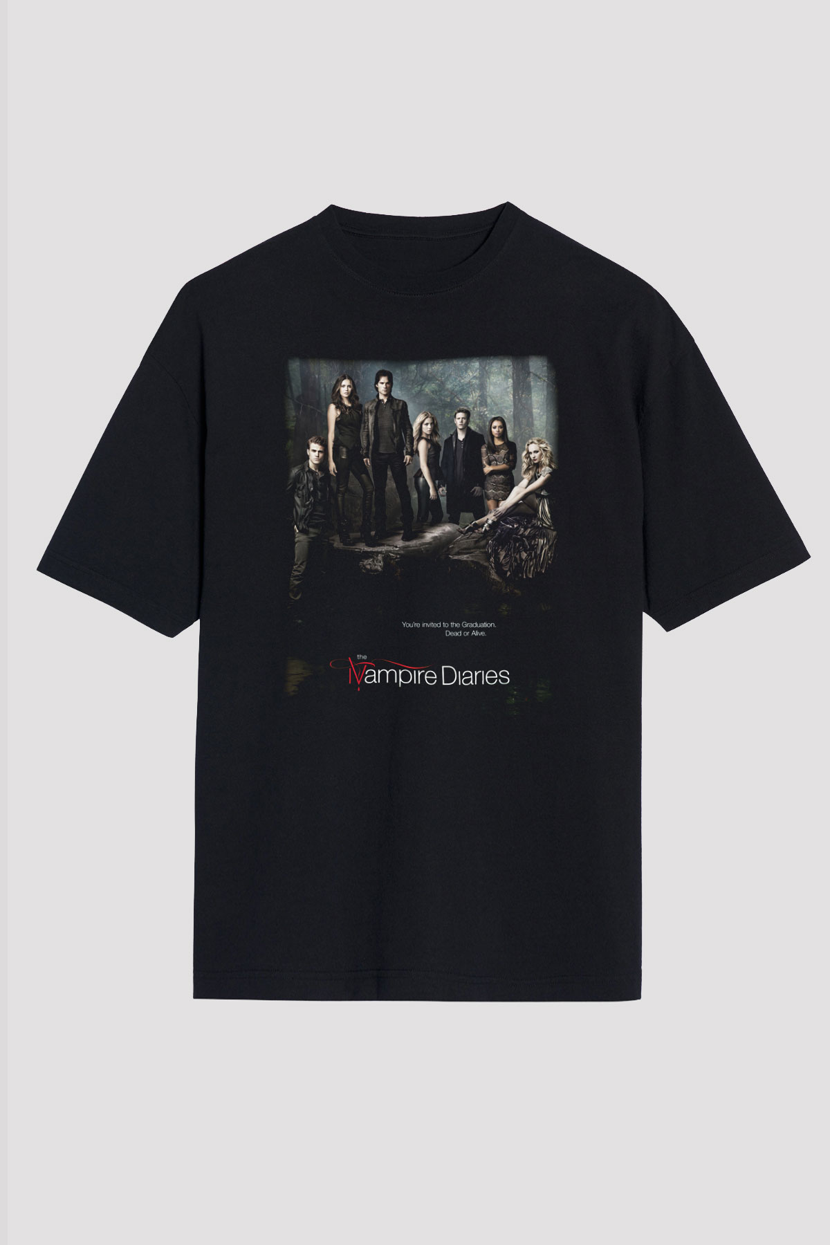 The Vampire Diaries Siyah Unisex Oversize Tişört T-Shirt