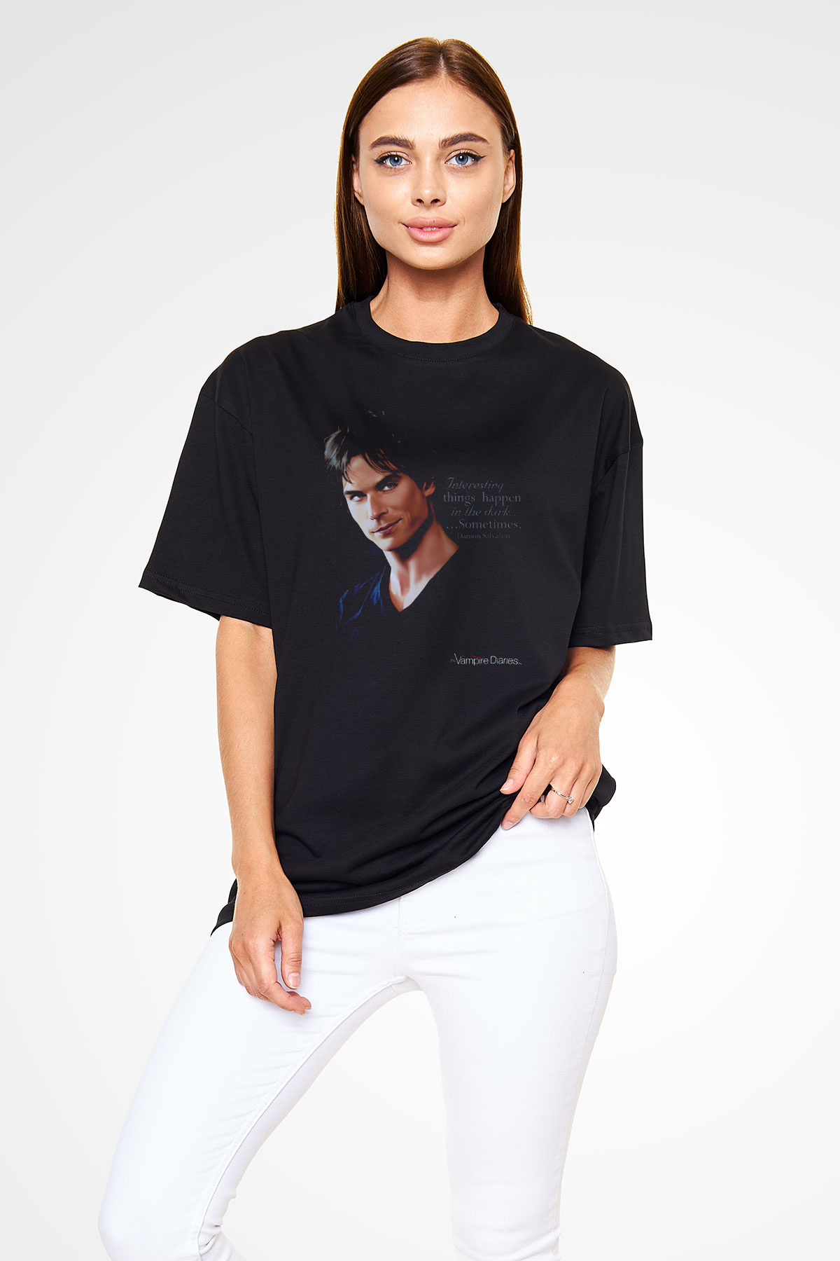The Vampire Diaries Siyah Unisex Oversize Tişört T-Shirt