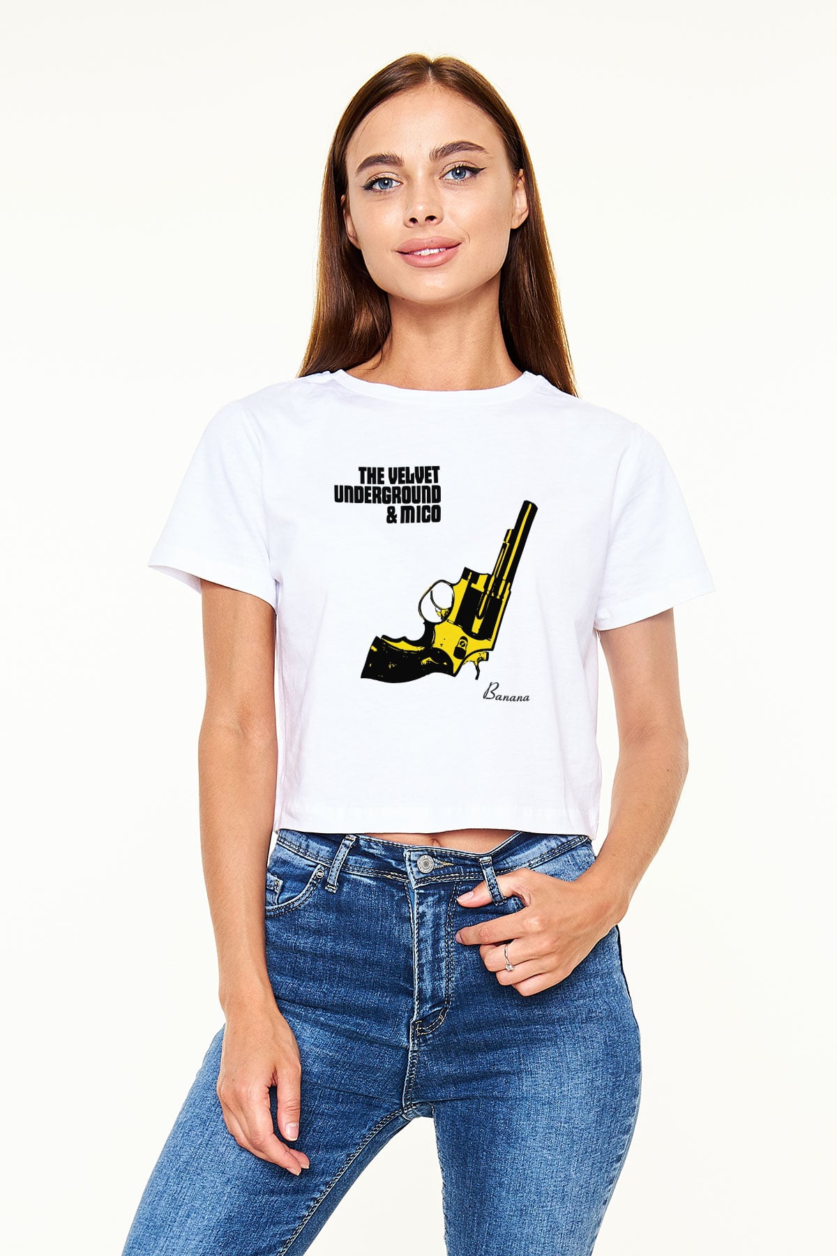 The Velvet Underground Beyaz Croptop Tişört