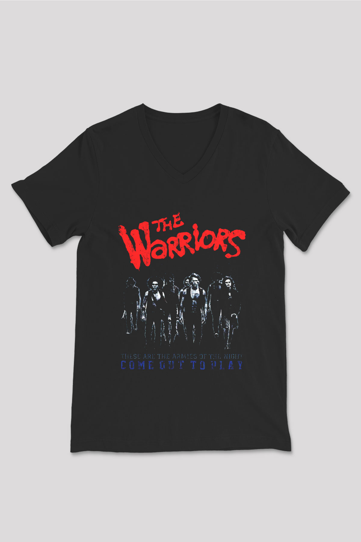The Warriors Siyah Unisex  V Yaka Tişört