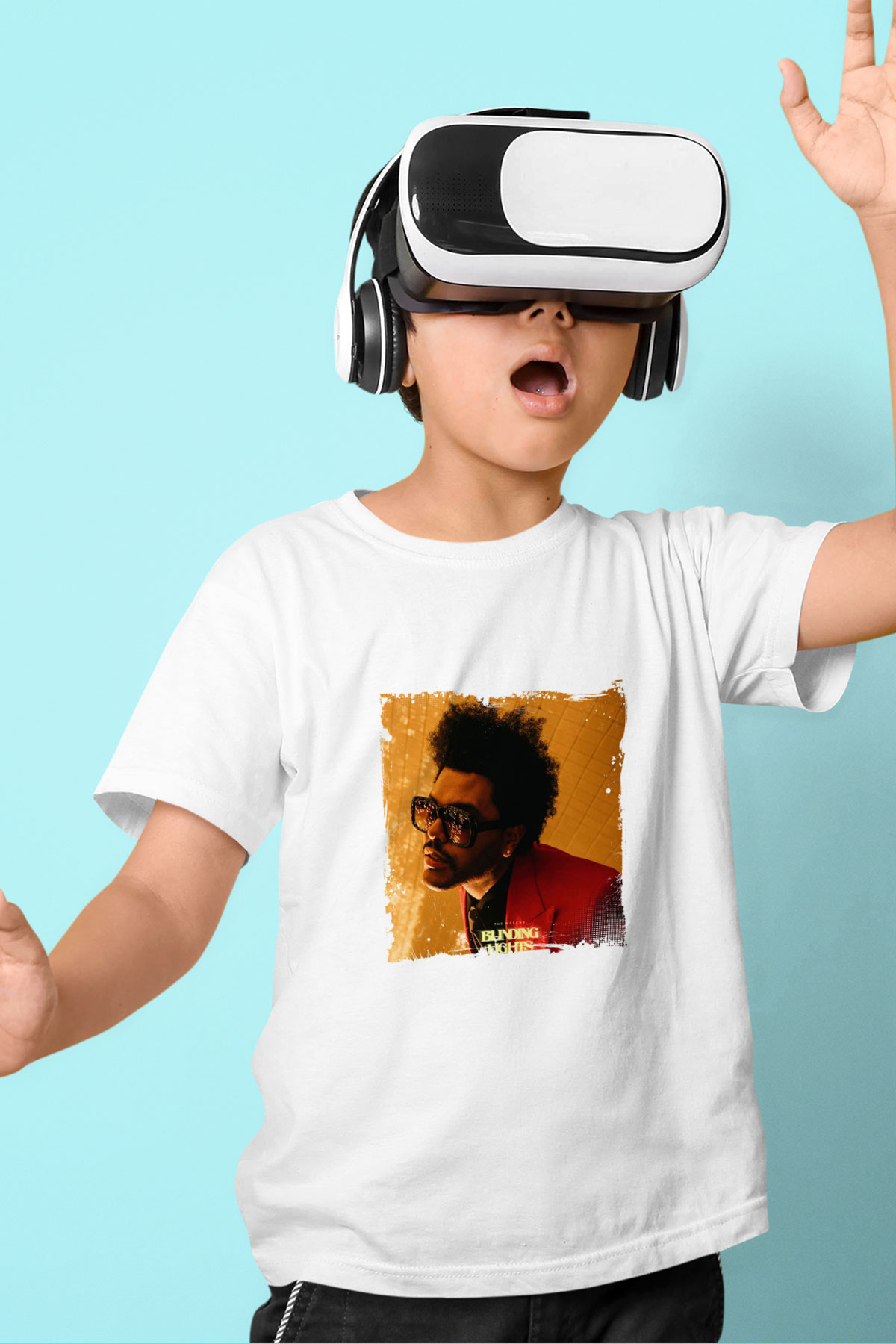 The Weeknd Baskılı Unisex Beyaz Çocuk Tişört