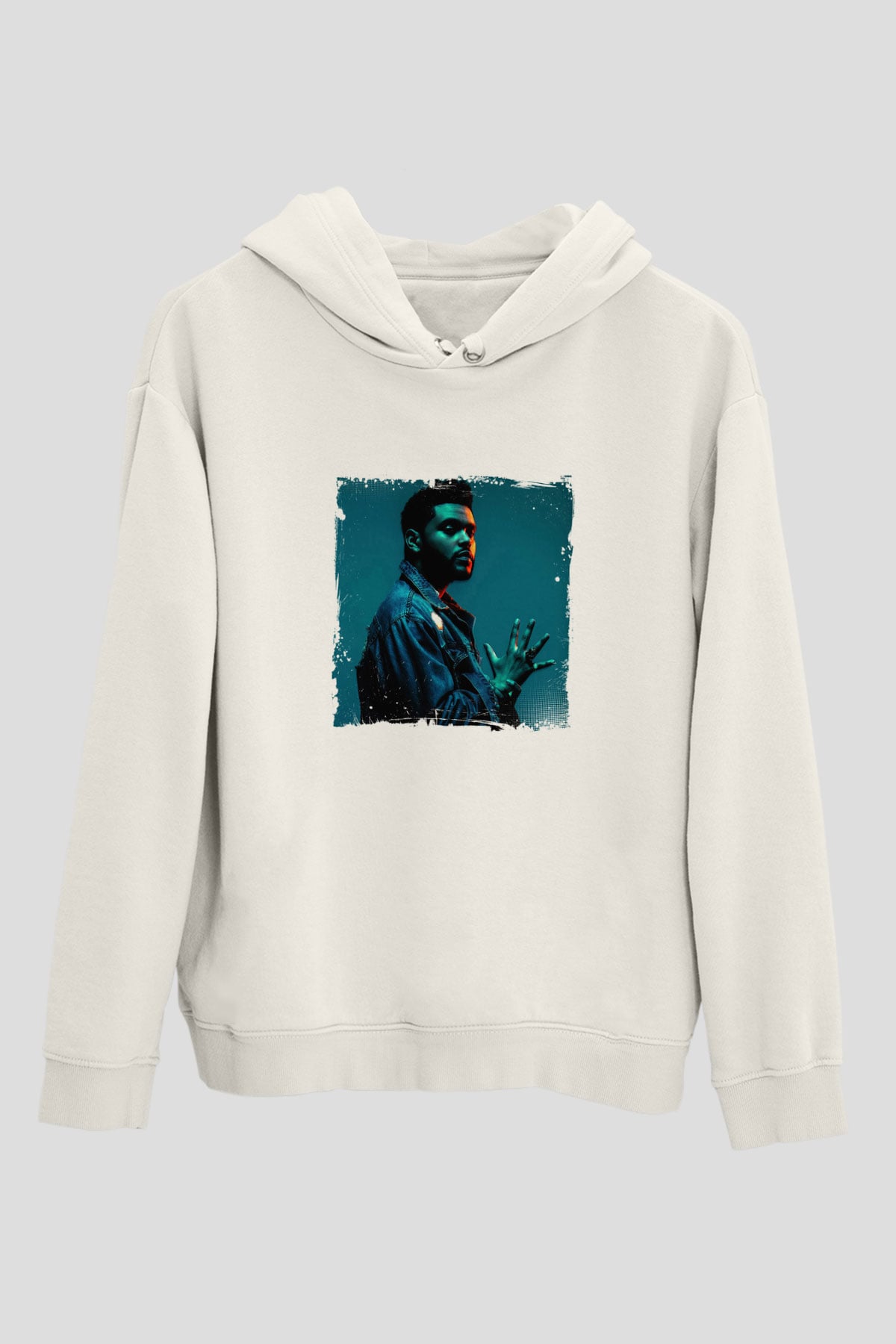 The Weeknd Baskılı Unisex Beyaz Kapüşonlu Sweatshirt