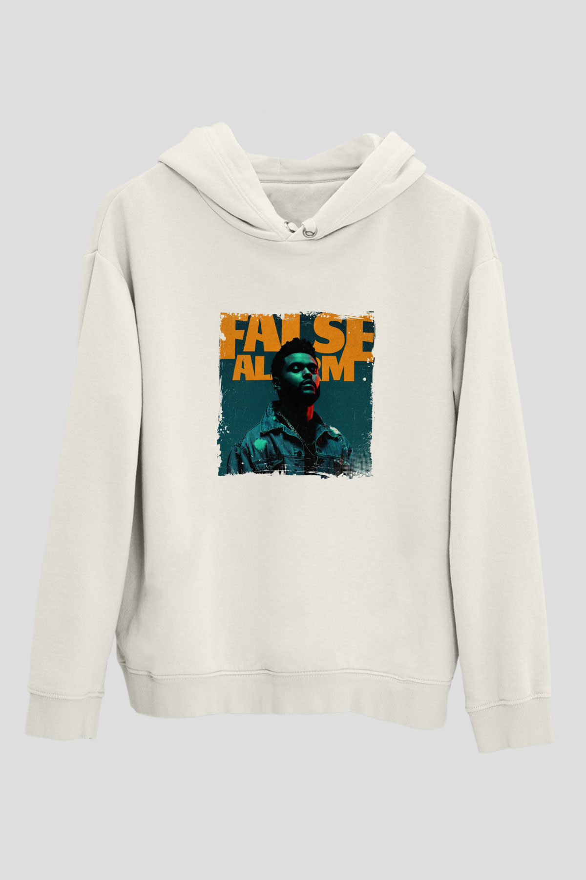 The Weeknd Baskılı Unisex Beyaz Kapüşonlu Sweatshirt