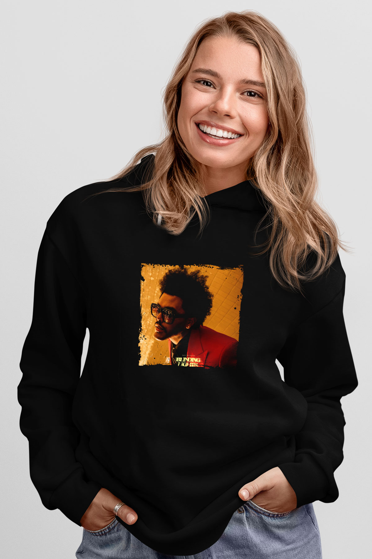 The Weeknd Baskılı Unisex Siyah Hoodie