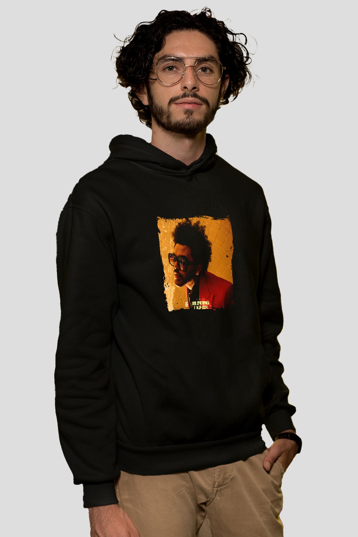 The Weeknd Baskılı Unisex Siyah Hoodie
