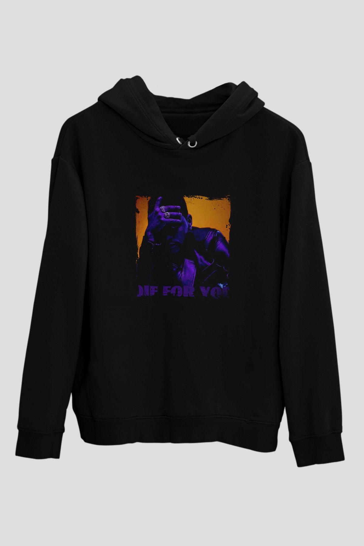 The Weeknd Baskılı Unisex Siyah Hoodie