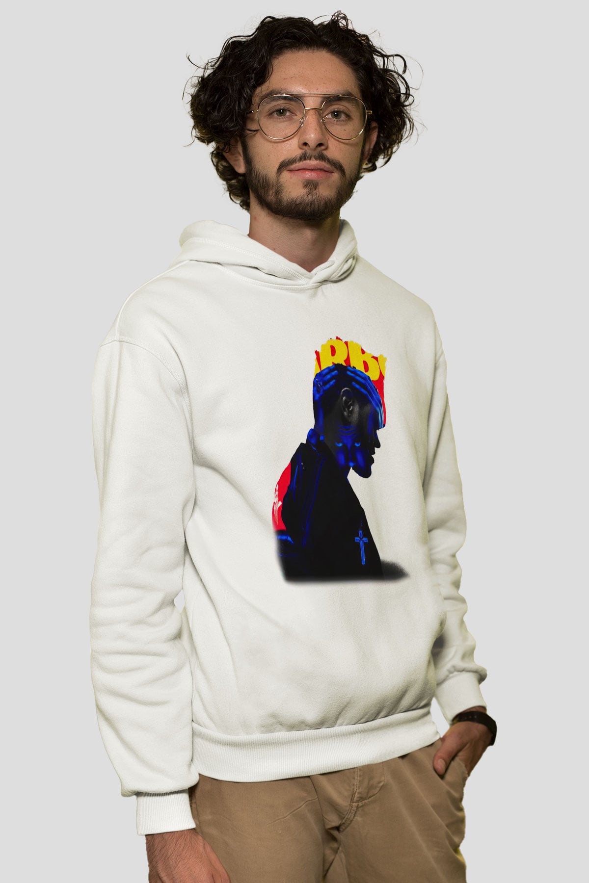 The Weeknd Beyaz Unisex Kapşonlu Sweatshirt