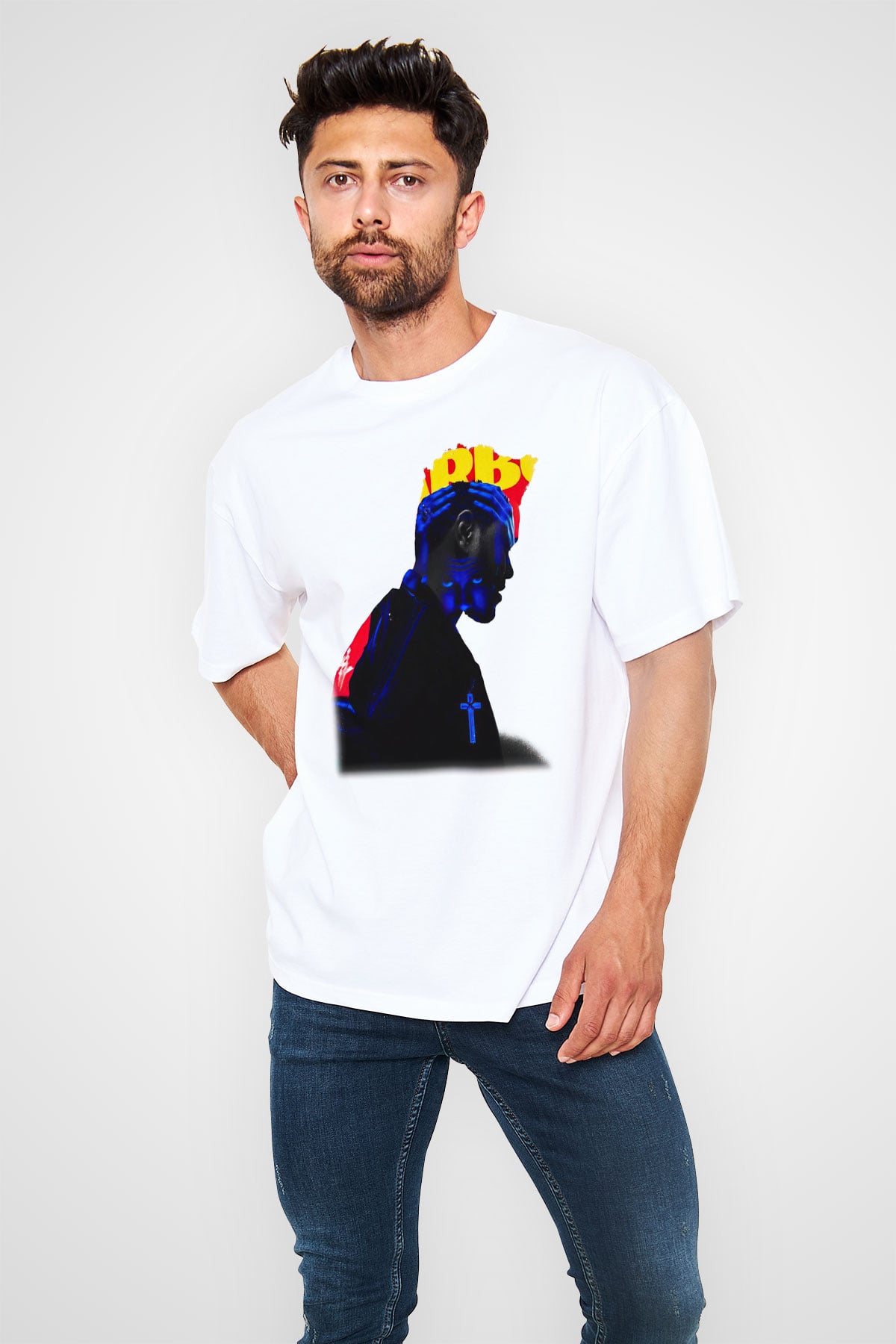 The Weeknd Beyaz Unisex Oversize Tişört T-Shirt
