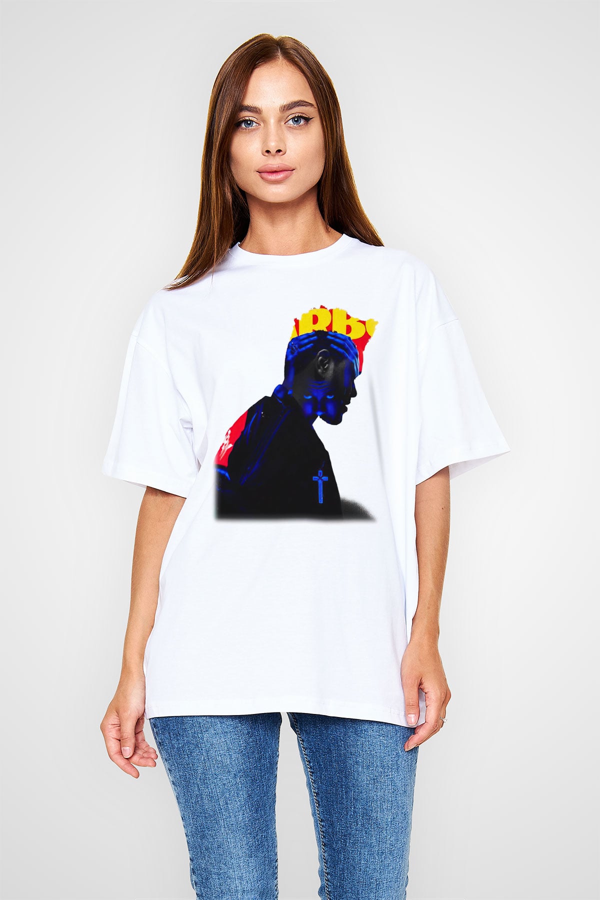 The Weeknd Beyaz Unisex Oversize Tişört T-Shirt