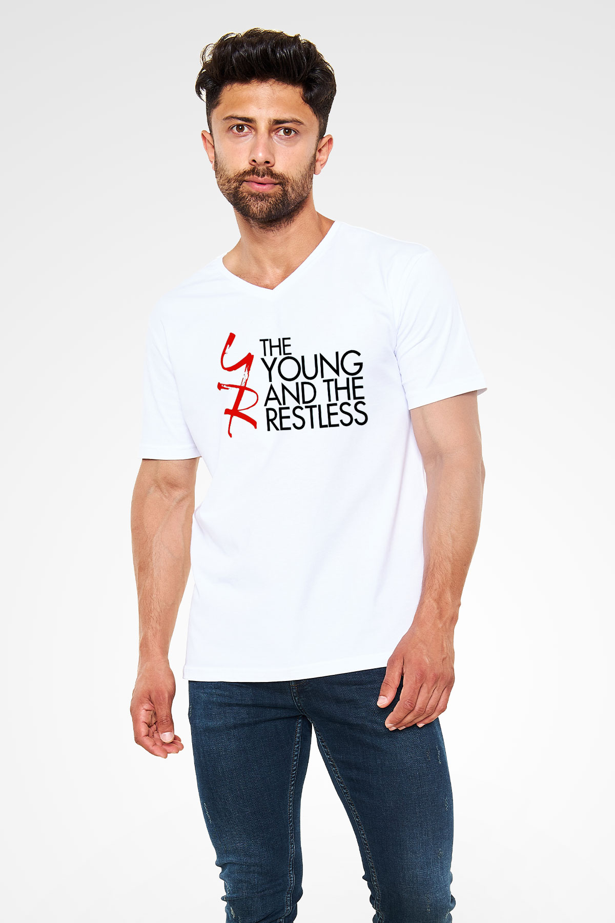 The Young and the Restless Beyaz Unisex  V Yaka Tişört