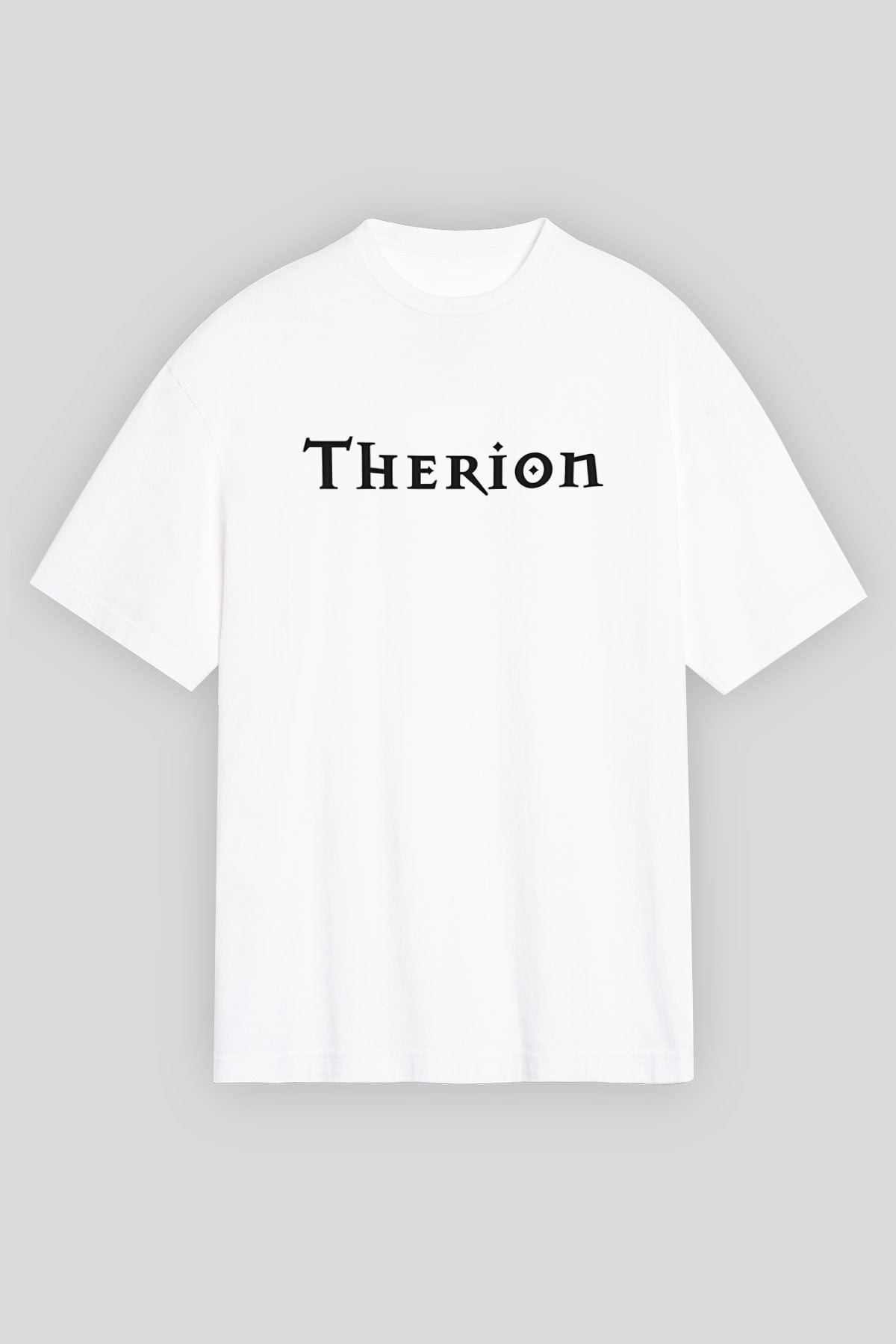 Therion Baskılı Beyaz Unisex Oversize Tişört - Tshirt