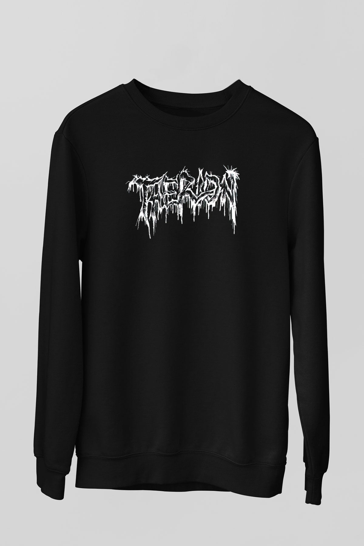 Therion Baskılı Unisex Siyah Sweatshirt