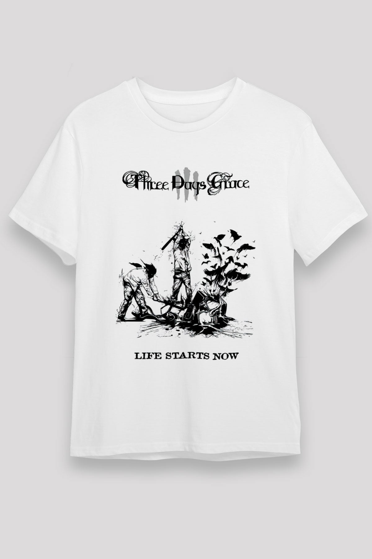 Three Days Grace Beyaz Unisex Tişört T-Shirt - TişörtFabrikası