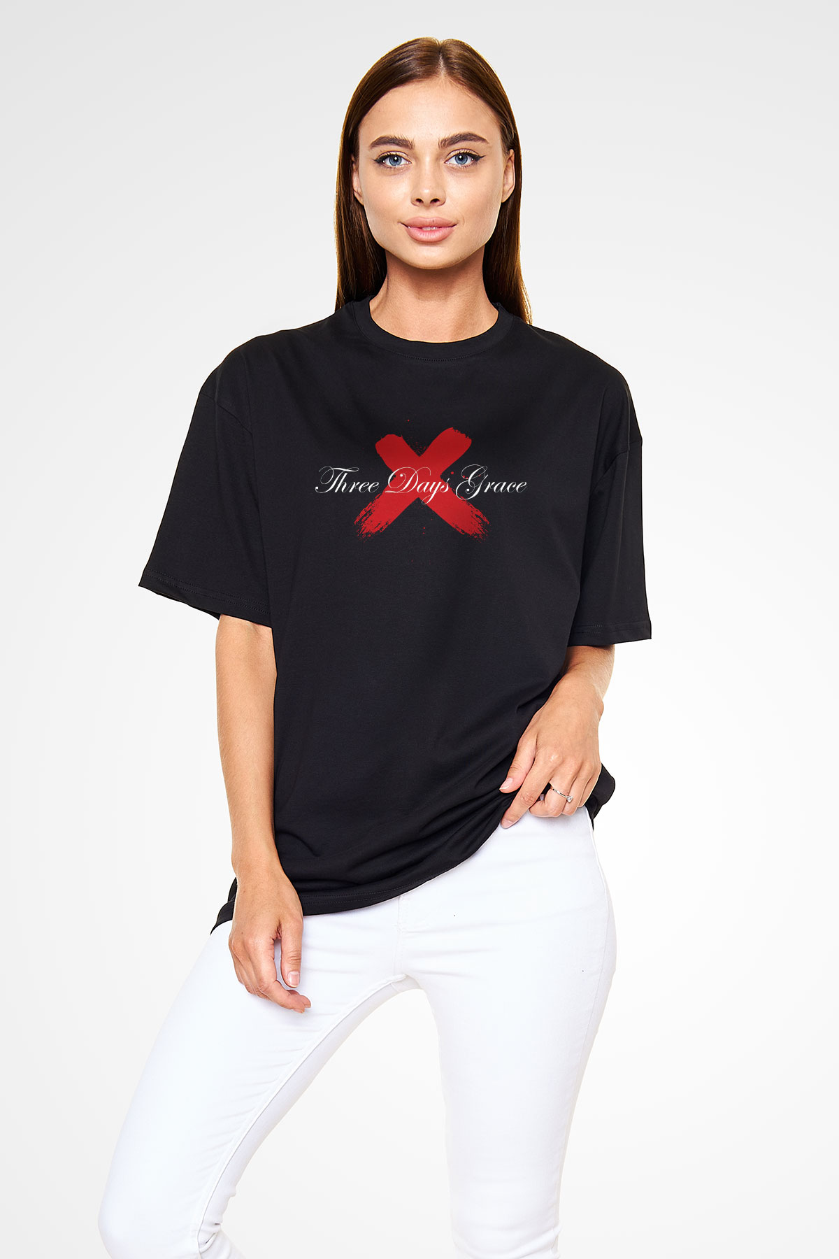 Three Days Grace Siyah Unisex Oversize Tişört T-Shirt