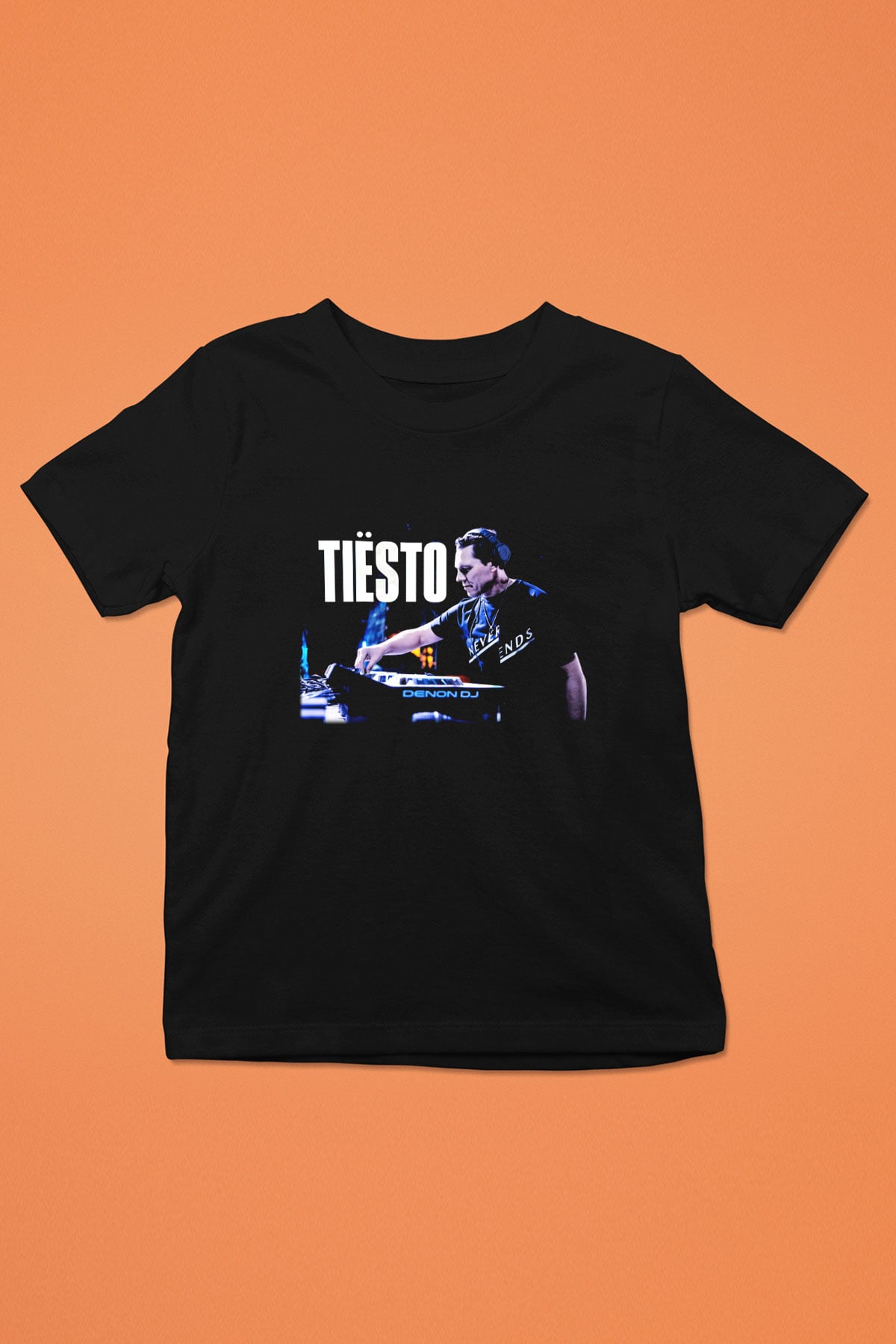 Tiesto Baskılı Siyah Unisex Çocuk Tişört