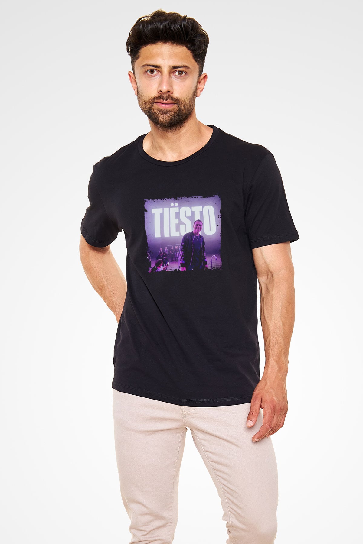 Tiesto Baskılı Unisex Siyah Tişört