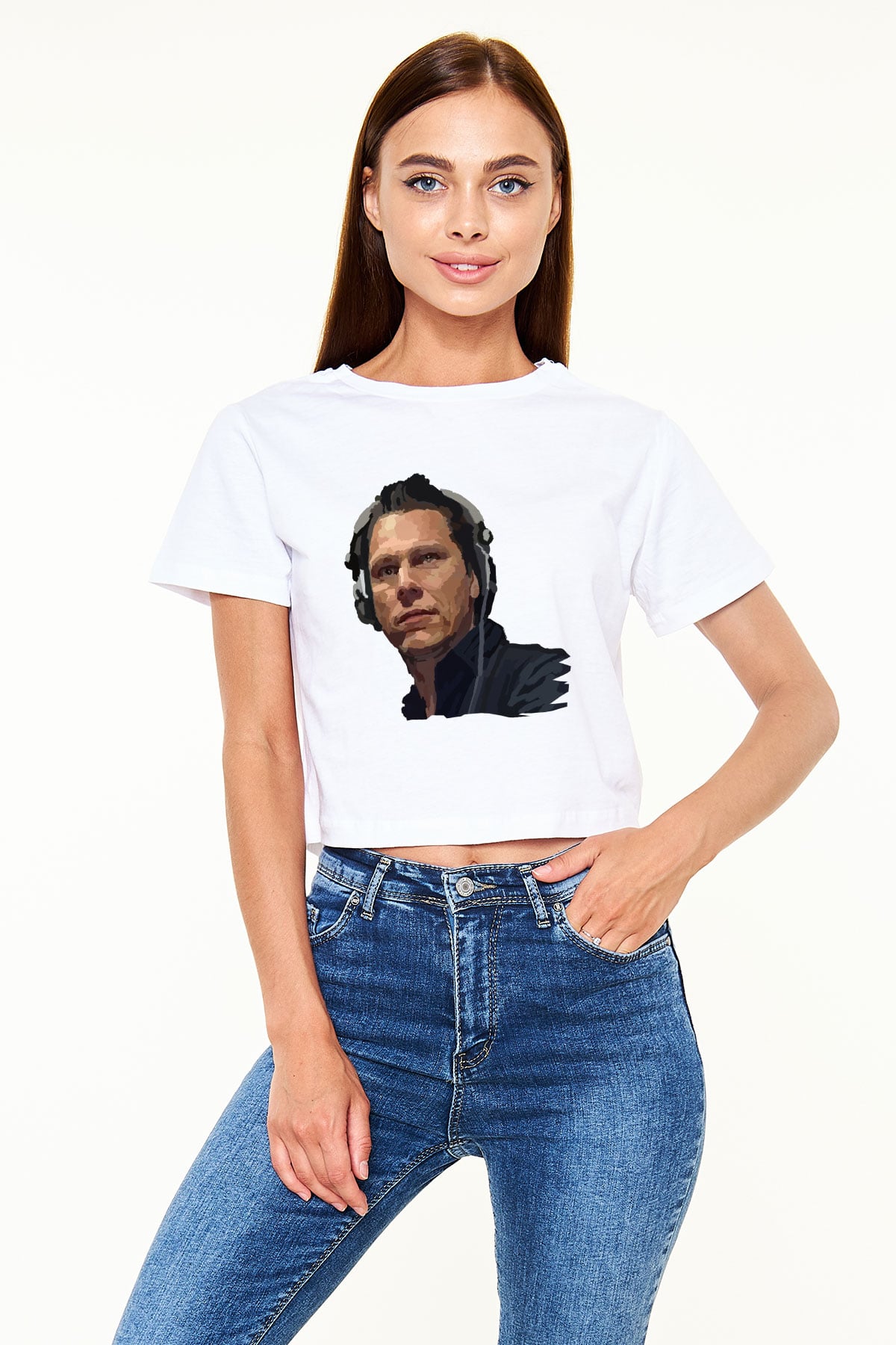 Tiesto Beyaz Croptop Tişört