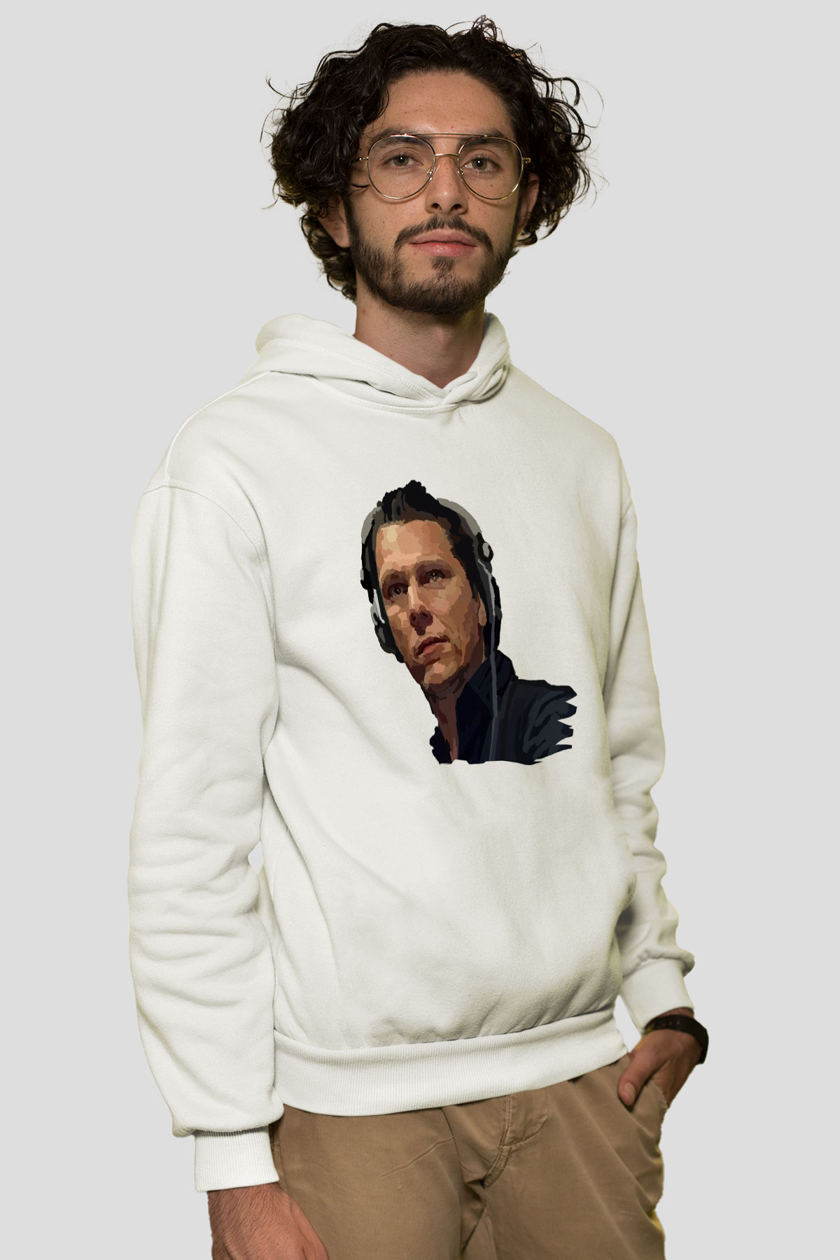 Tiesto Beyaz Unisex Kapşonlu Sweatshirt