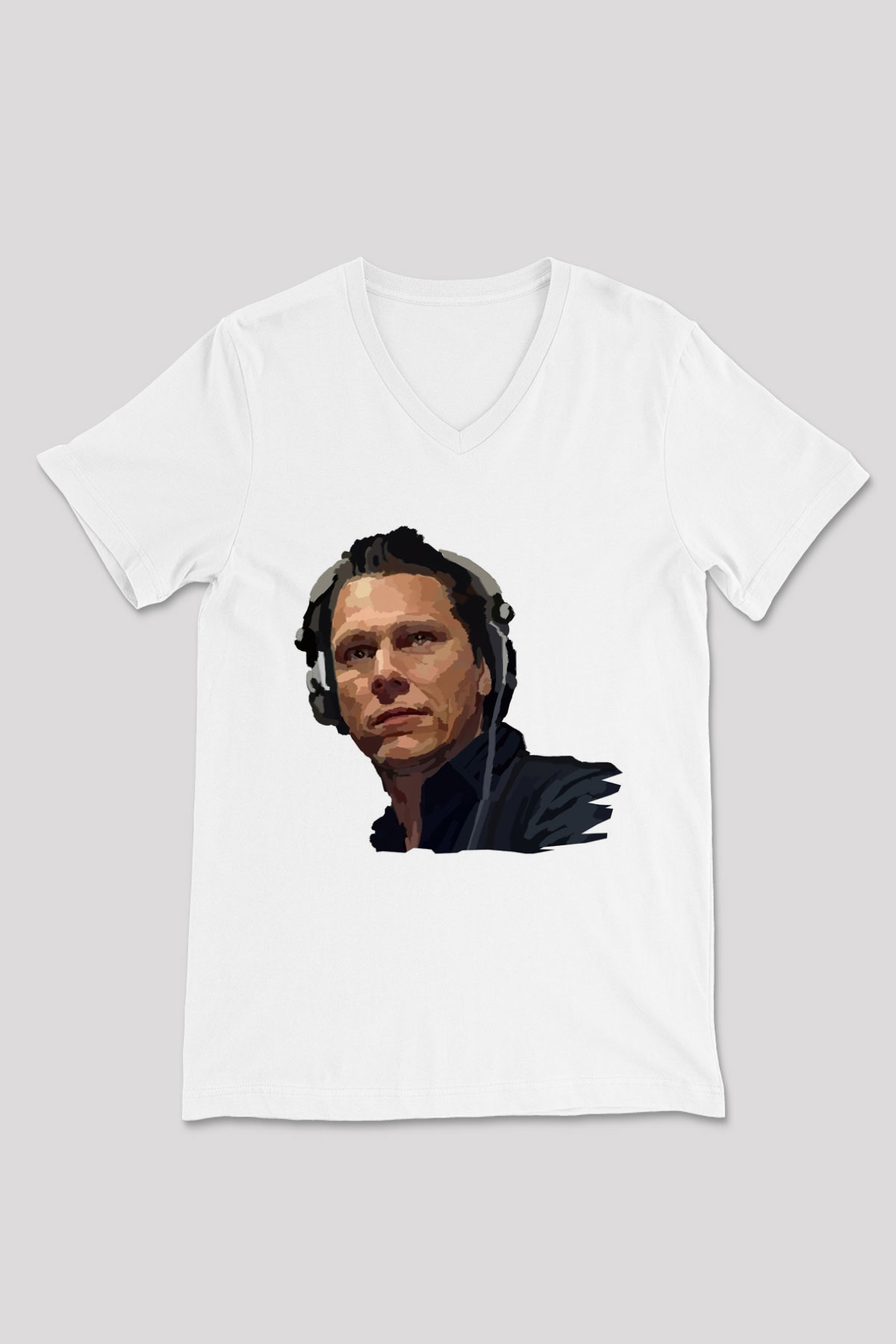 Tiesto Beyaz Unisex V Yaka Tişört T-Shirt