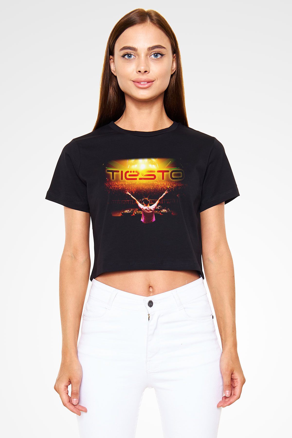 Tiesto Siyah Crop Top Tişört
