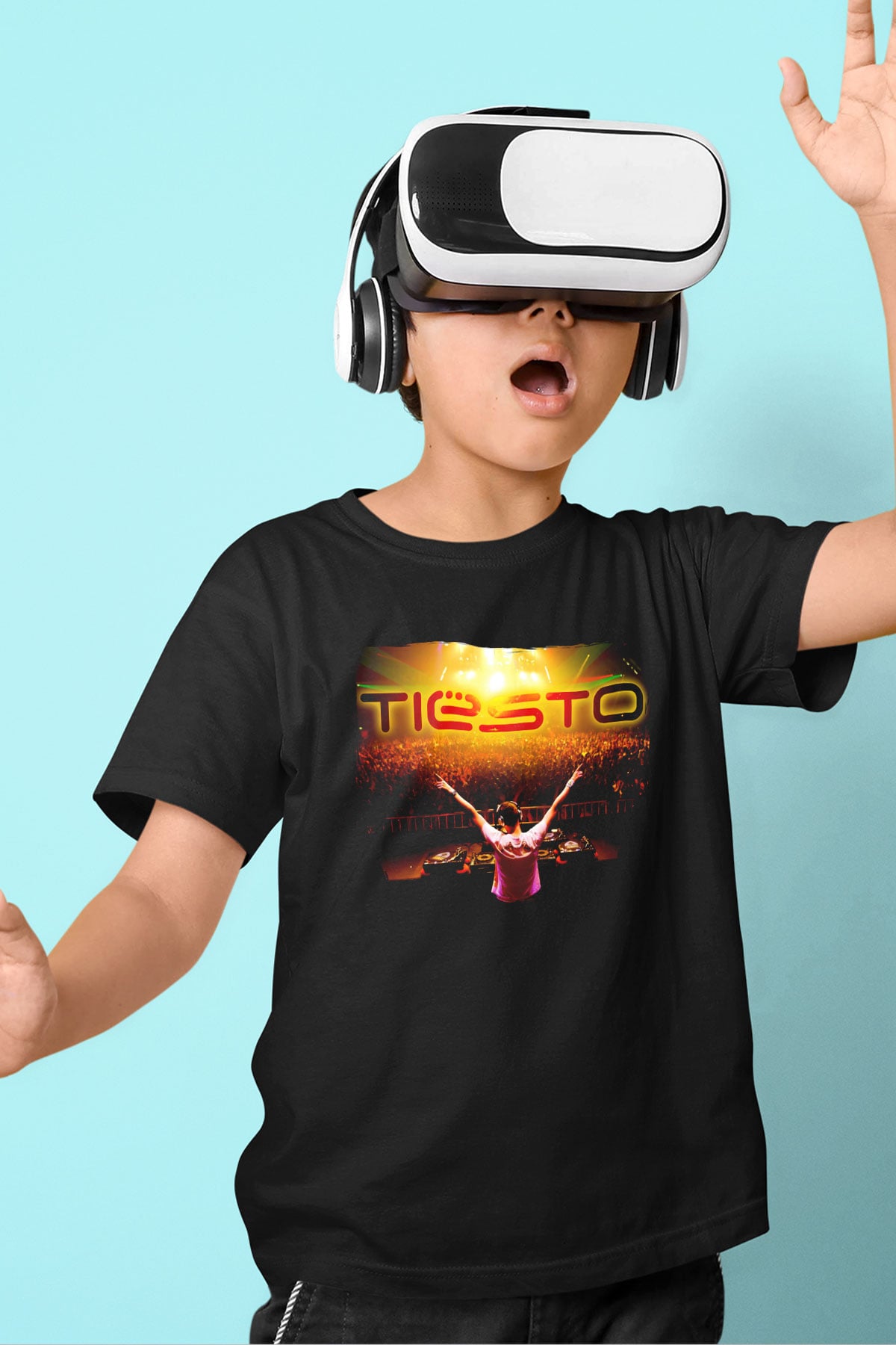 Tiesto Siyah Unisex Çocuk Tişört