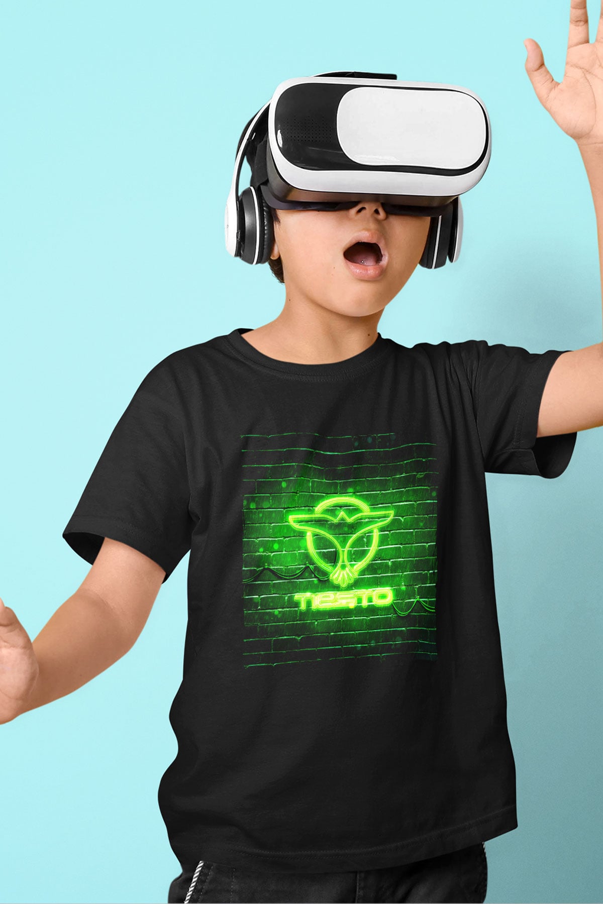 Tiesto Siyah Unisex Çocuk Tişört