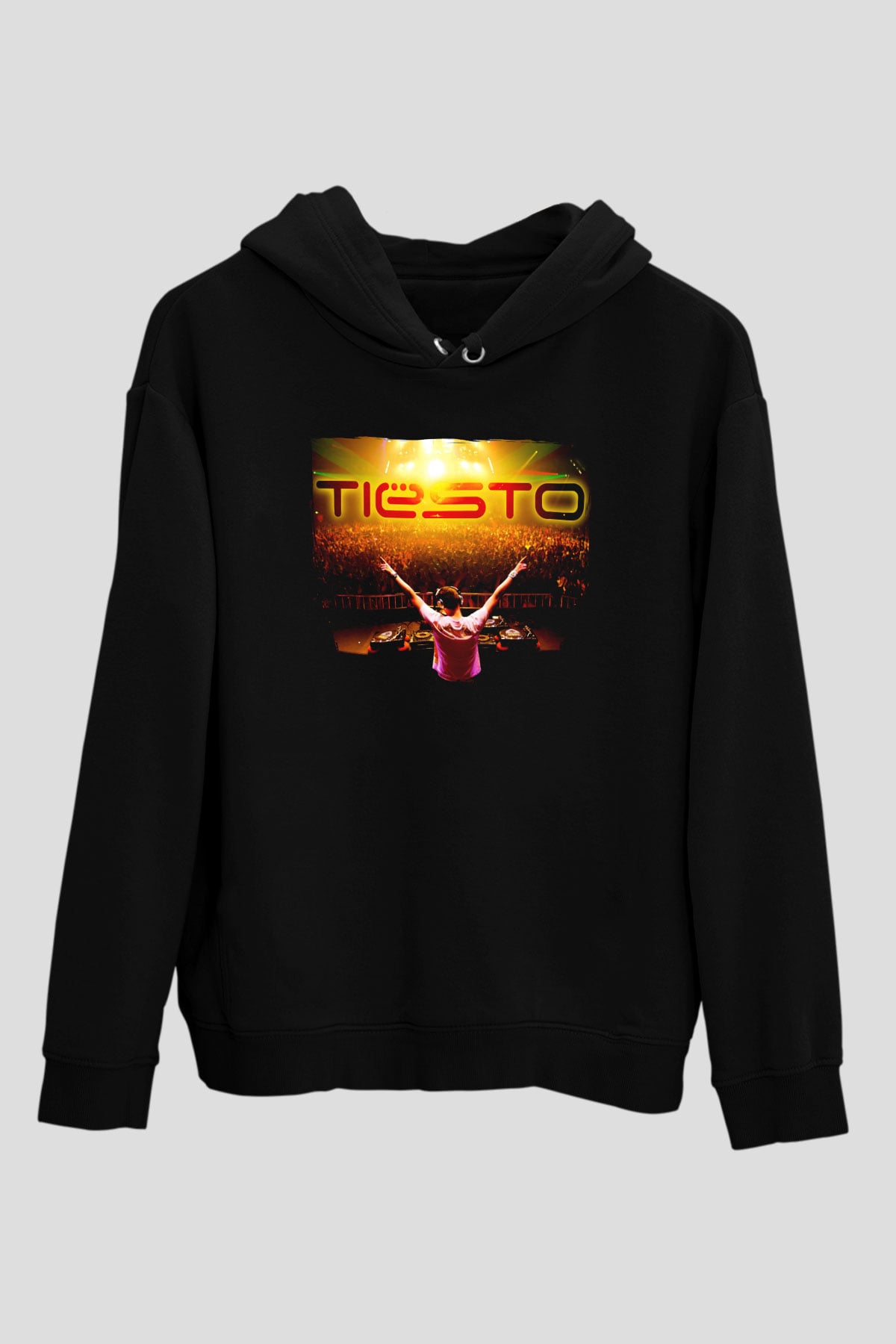 Tiesto Siyah Unisex Kapüşonlu Sweatshirt