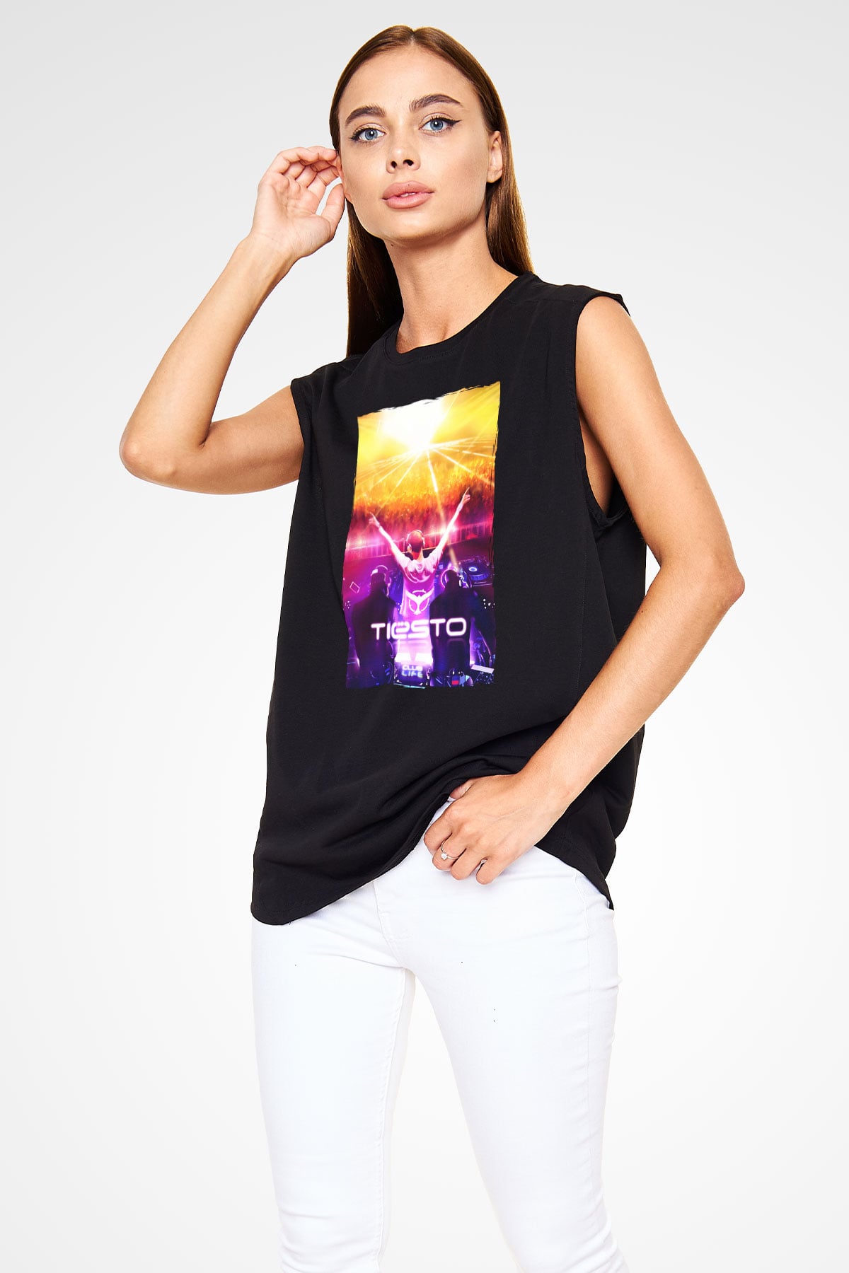 Tiesto Siyah Unisex Kolsuz Tişört